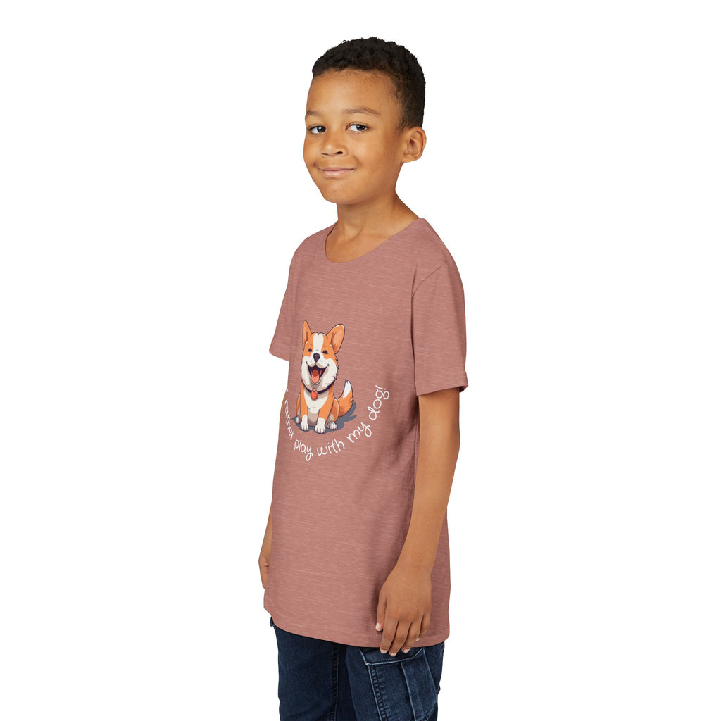Youth Dog Lover Tee, Kids Corgi Shirt, Playful Dog T-Shirt, Pet Lover Gift, Children's Animal Apparel