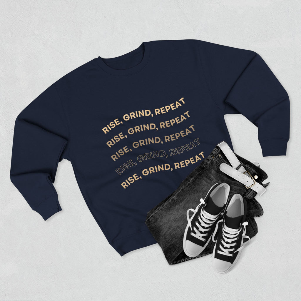 Rise, Grind, Repeat Sweatshirt | Cozy Motivational Crewneck | Perfect for Gym Lovers, Athletes, Gift for Friends, Casual Wear