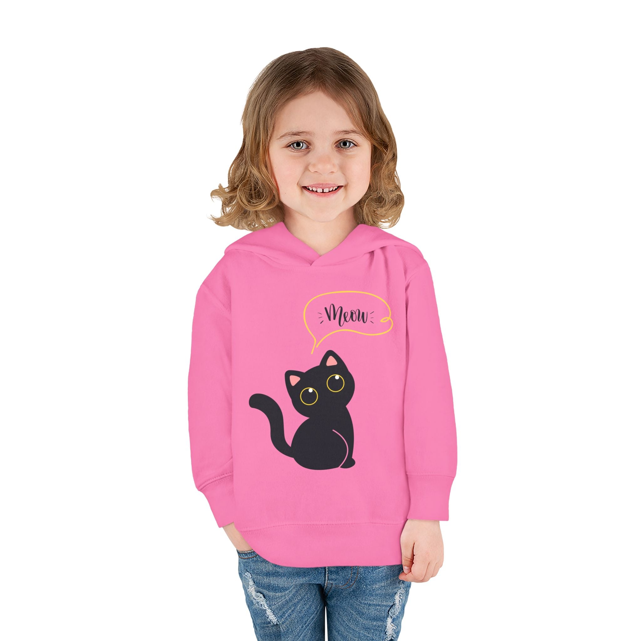 Black Cat Toddler Fleece Hoodie, Cute Kids Pullover, Cat Lover Gift, Birthday Present, Cozy Toddler Clothes
