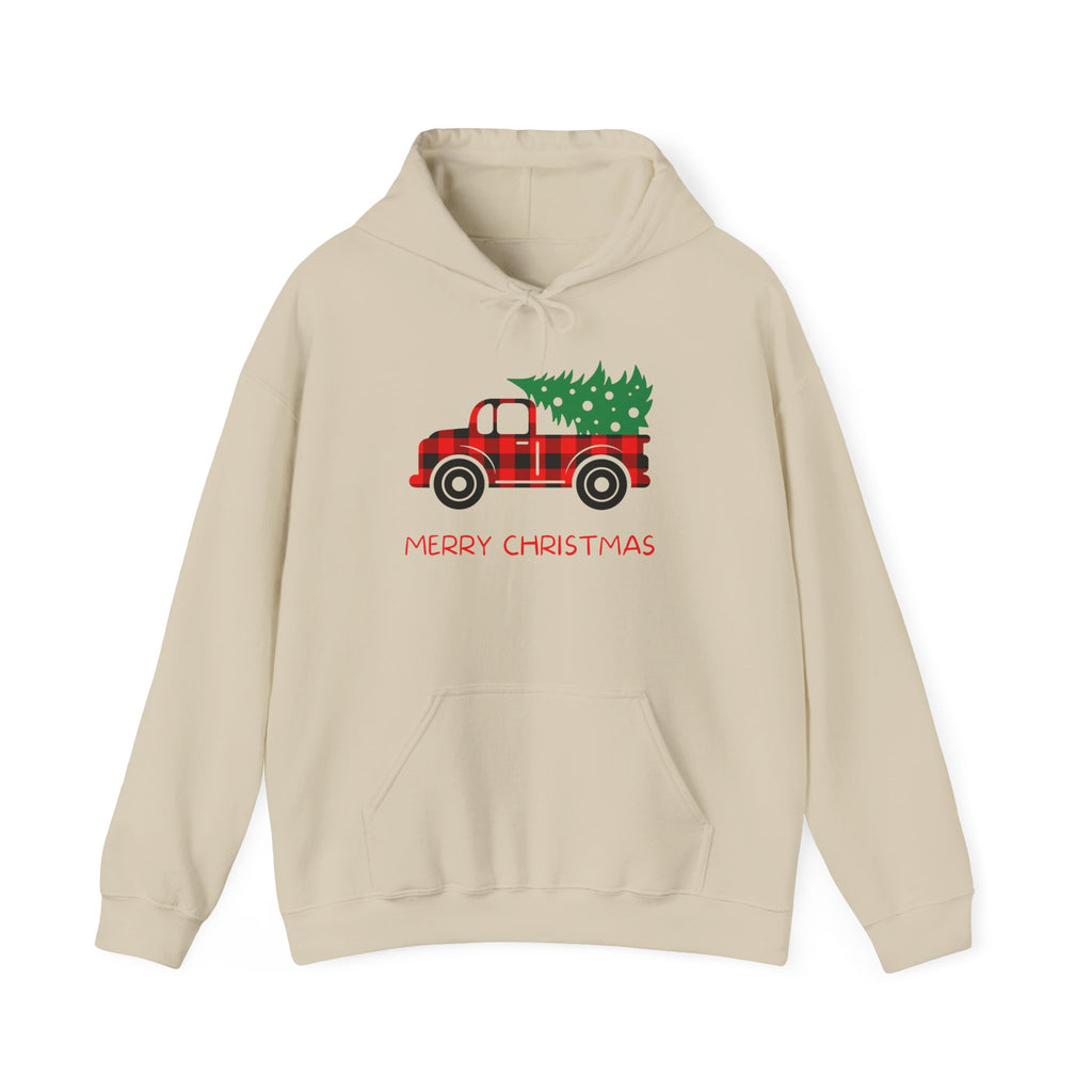 Merry Christmas Truck Hoodie, Festive Sweatshirt, Holiday Gift, Cozy Winter Apparel, Unisex Christmas Wear
