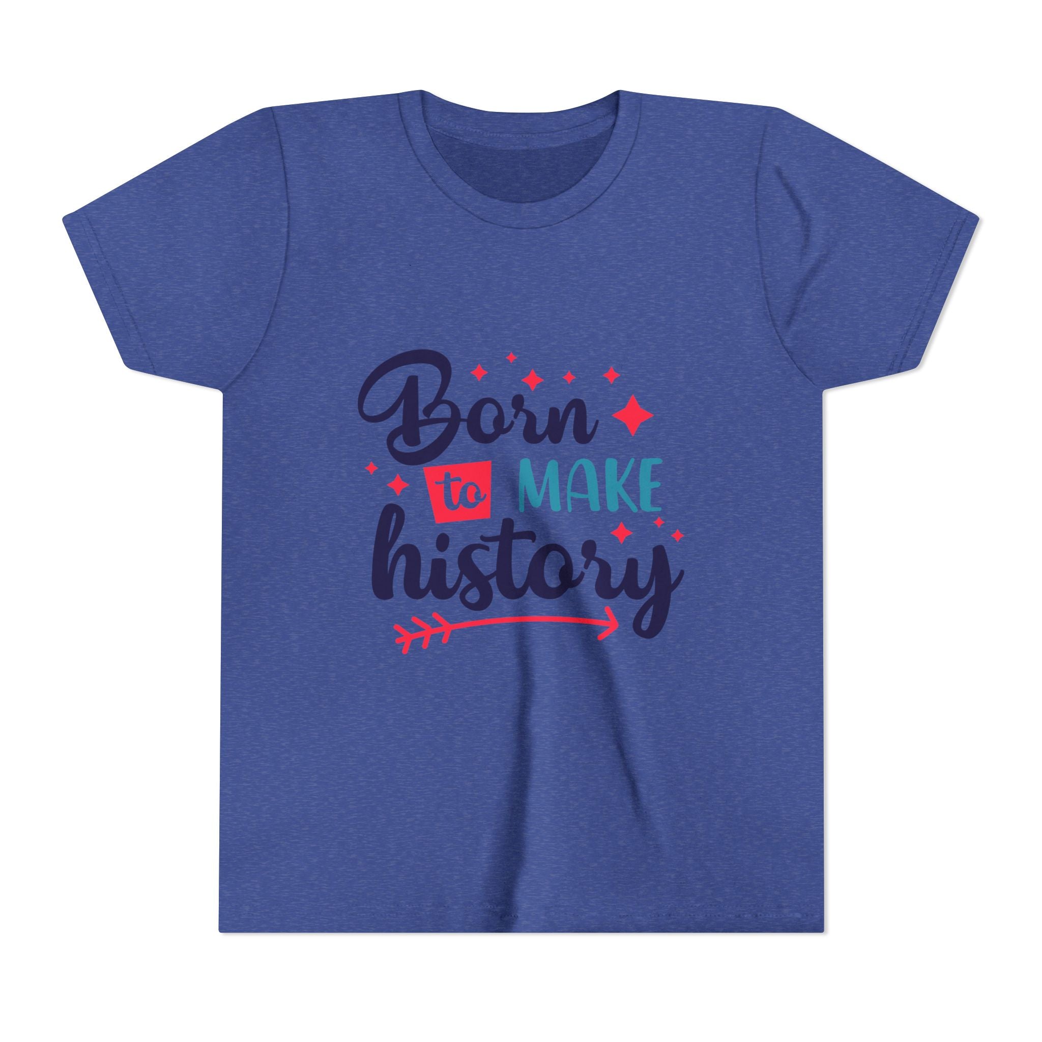 Inspired Youth Short Sleeve Tee: 'Born to Make History' Shirt, Kids Motivational Tee, Birthday Gift, Back to School, Fun Everyday Wear