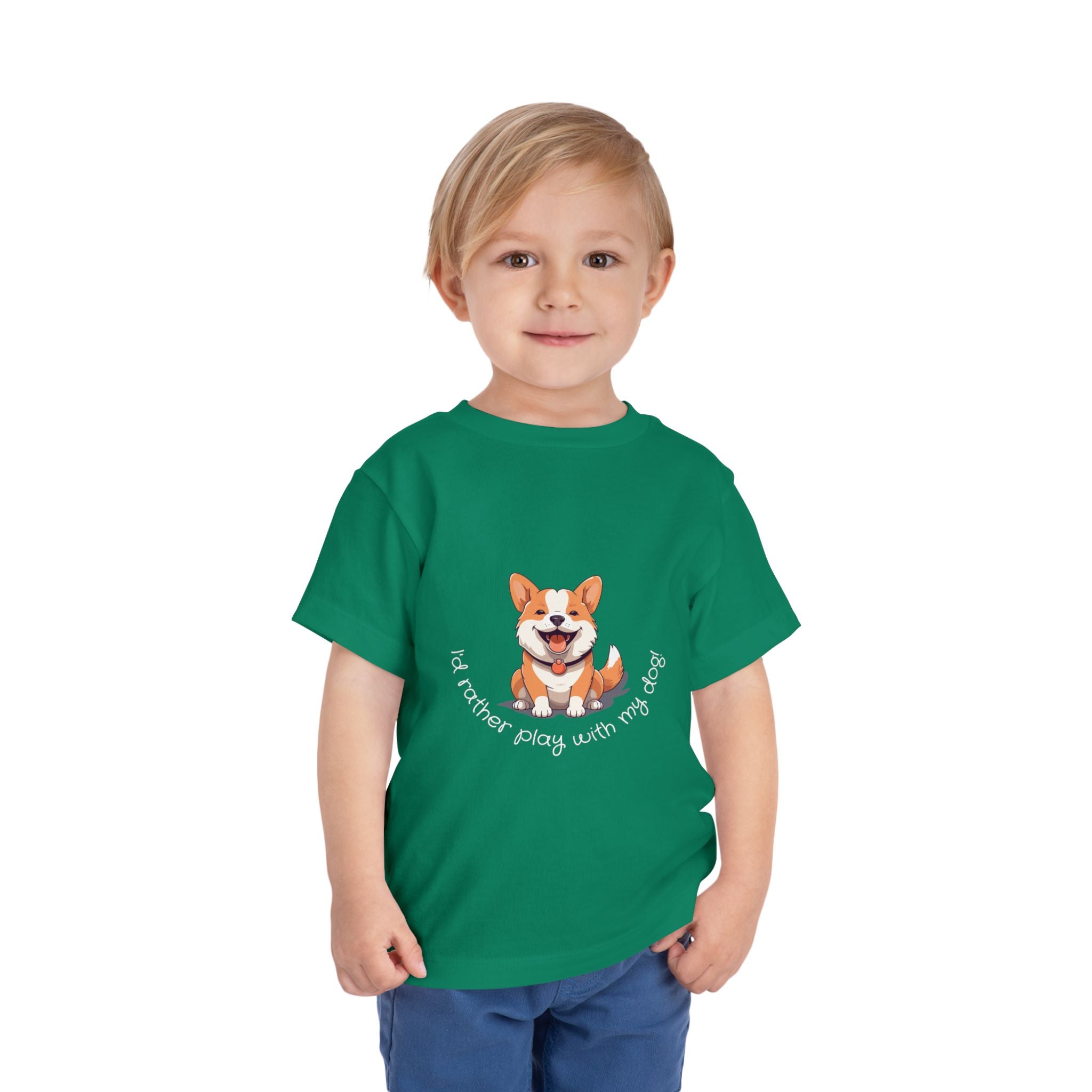 Cute Dog Lover Toddler Tee, I'd Rather Play with My Dog, Perfect for Dog Lovers, Birthday, Gift for Kids, Everyday Wear