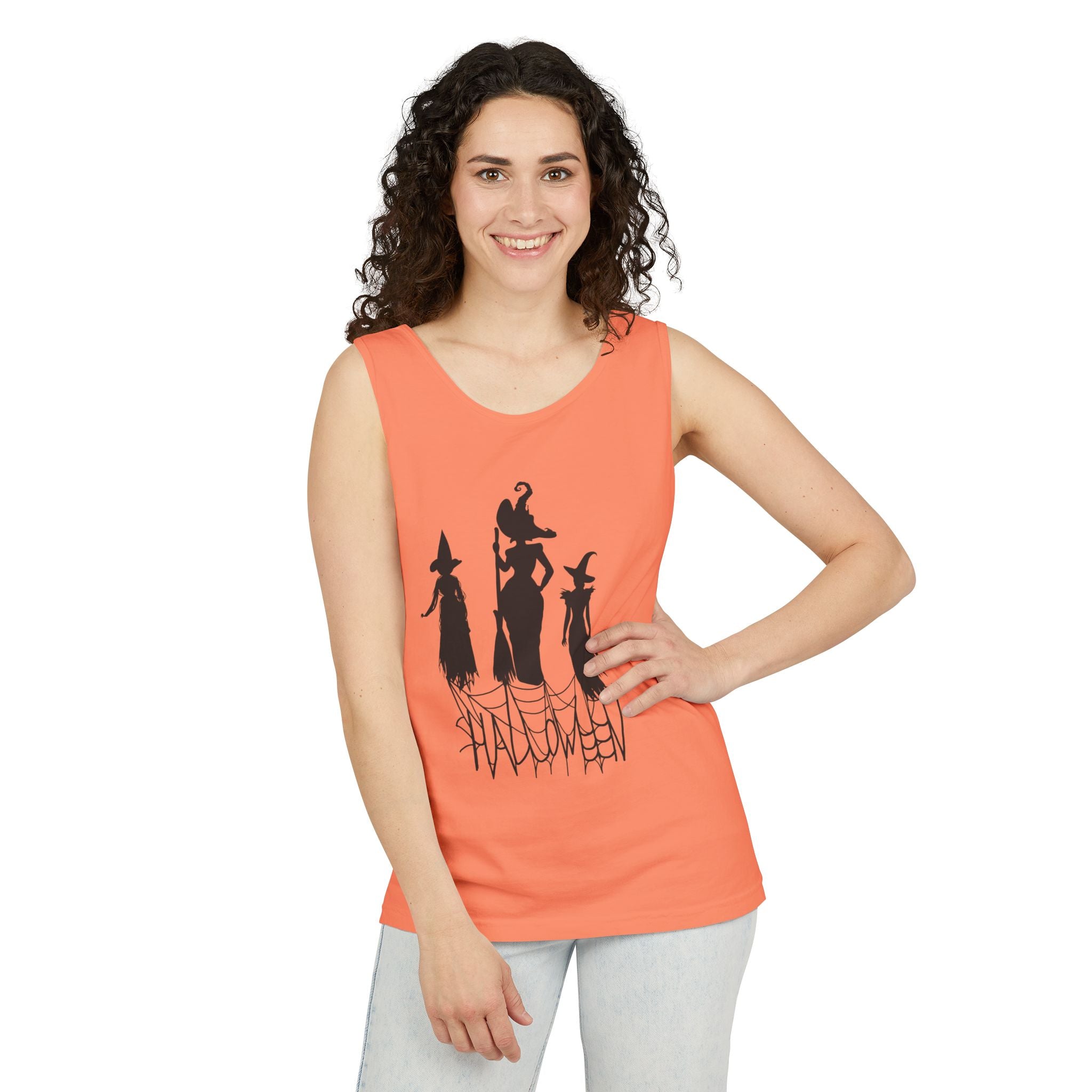 Halloween Witches Tank Top, Spooky Summer Shirt, Unisex Beach Wear, Fall Festival Apparel, Halloween Party Top