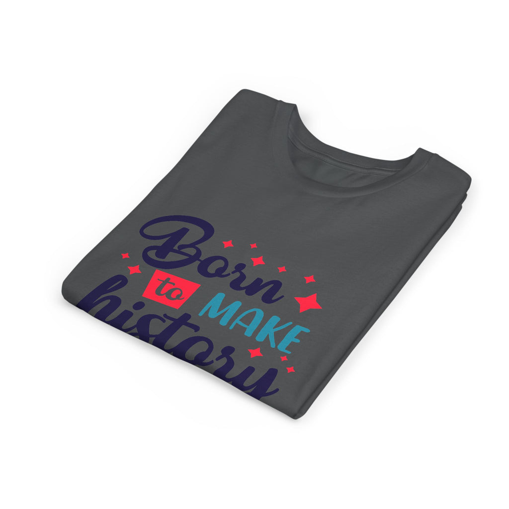 Inspired Youth Short Sleeve Tee: 'Born to Make History' Shirt, Kids Motivational Tee, Birthday Gift, Back to School, Fun Everyday Wear