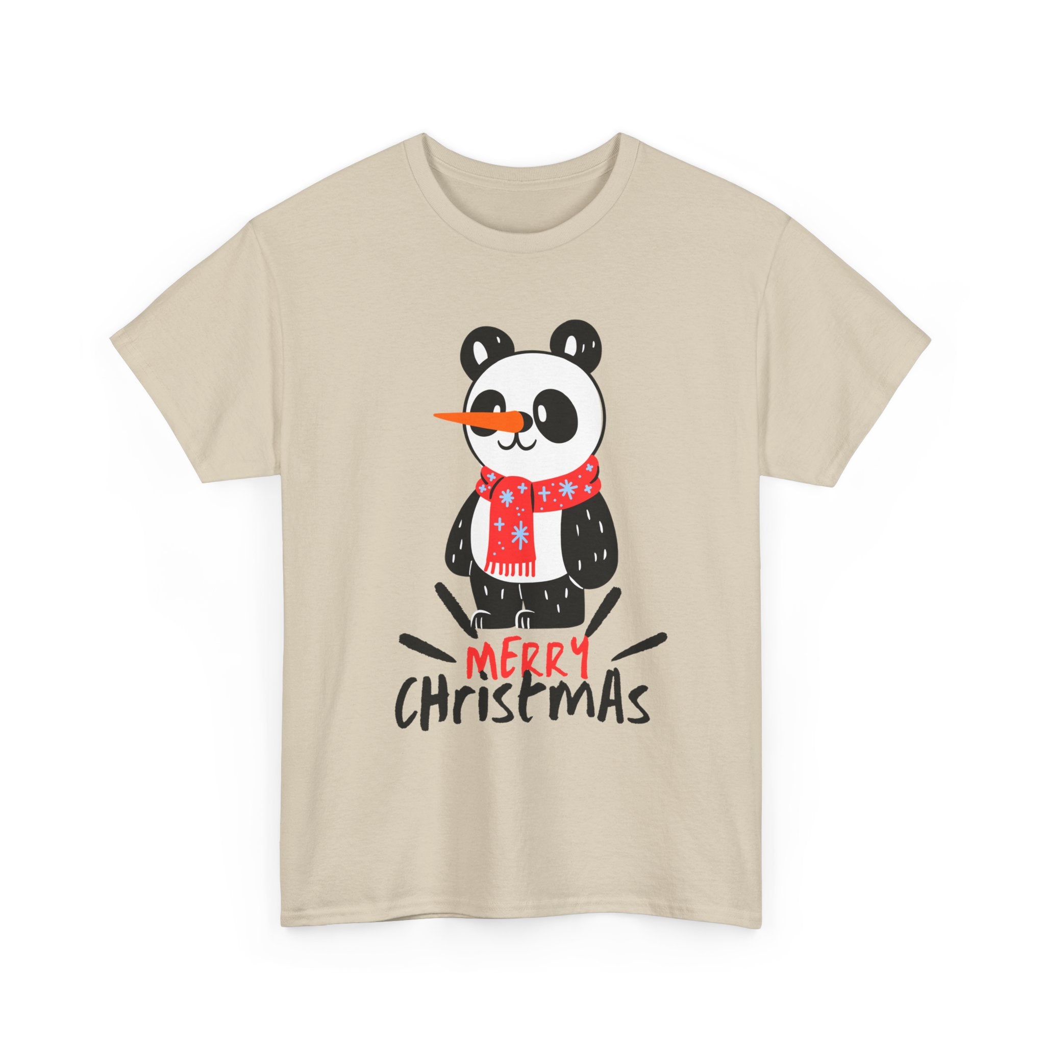 Cute Merry Christmas Panda Tee for Holiday Cheer, Unisex Cotton T-Shirt, Fun Gift for Him & Her, Christmas Apparel, Winter Gathering