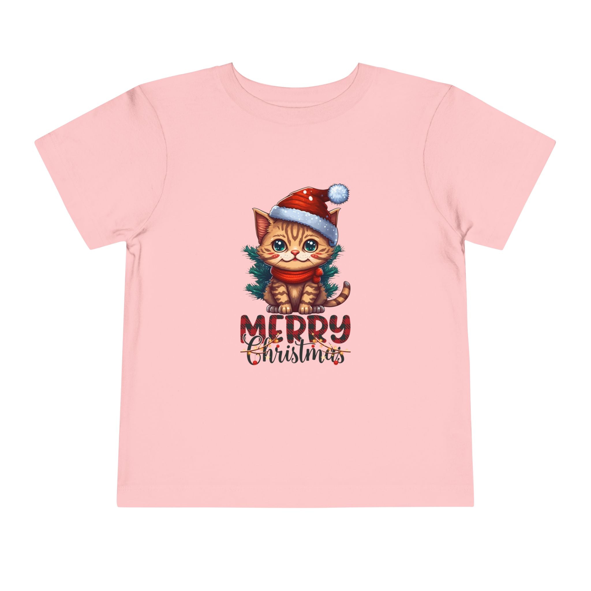 Cute Christmas Cat Tee for Toddlers, Holiday Shirt, Gift for Kids, Merry Christmas Tee, Fun Winter Wear, Festive Toddler Outfit