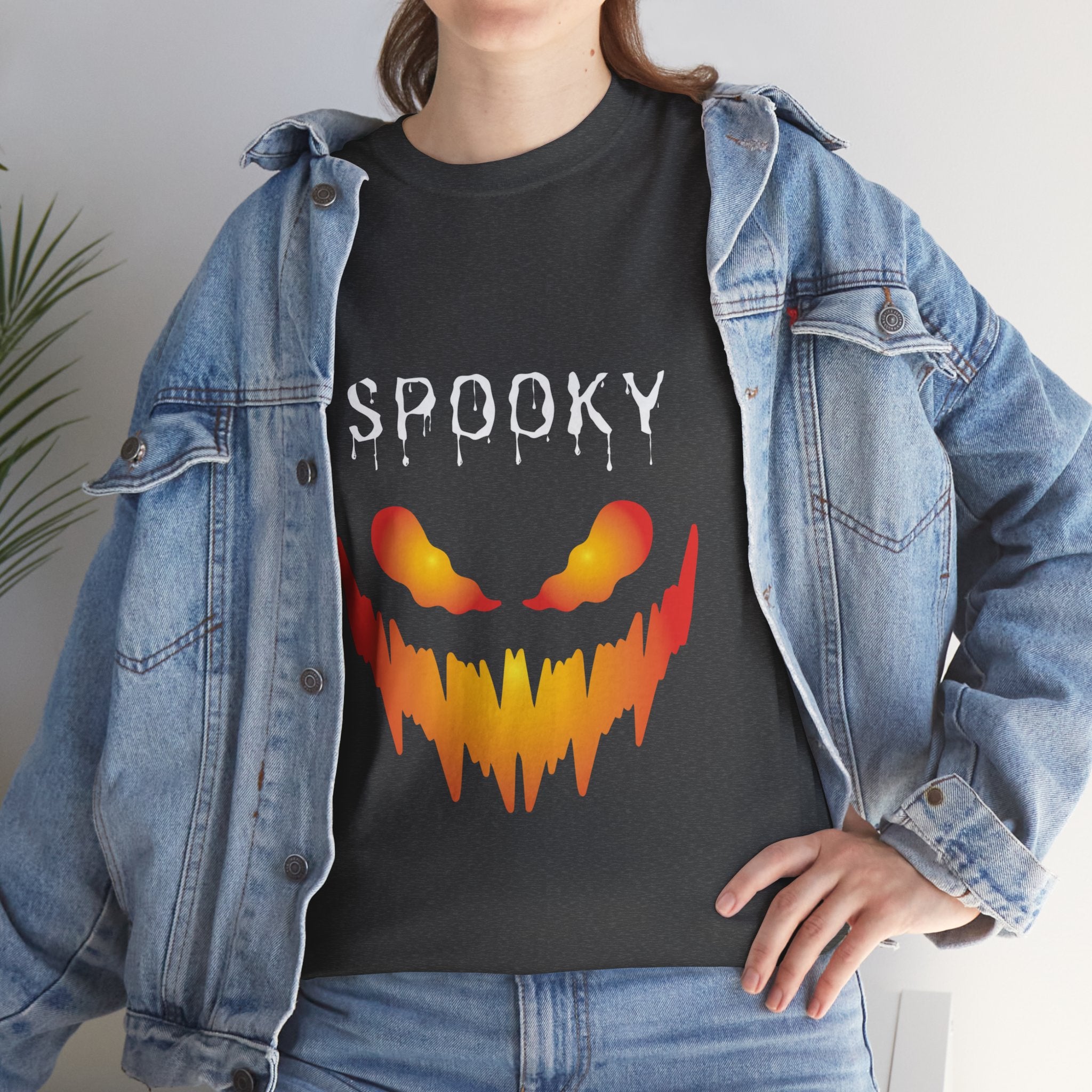 Spooky Unisex Heavy Cotton Tee - Halloween Shirt, Goth Fashion, Casual Wear, Festival Tee, Gift for Horror Fans
