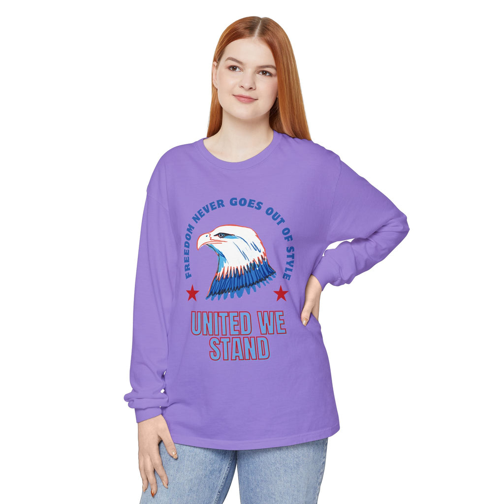 Patriotic Long Sleeve T-Shirt Perfect for Celebrating Holidays, Independence Days