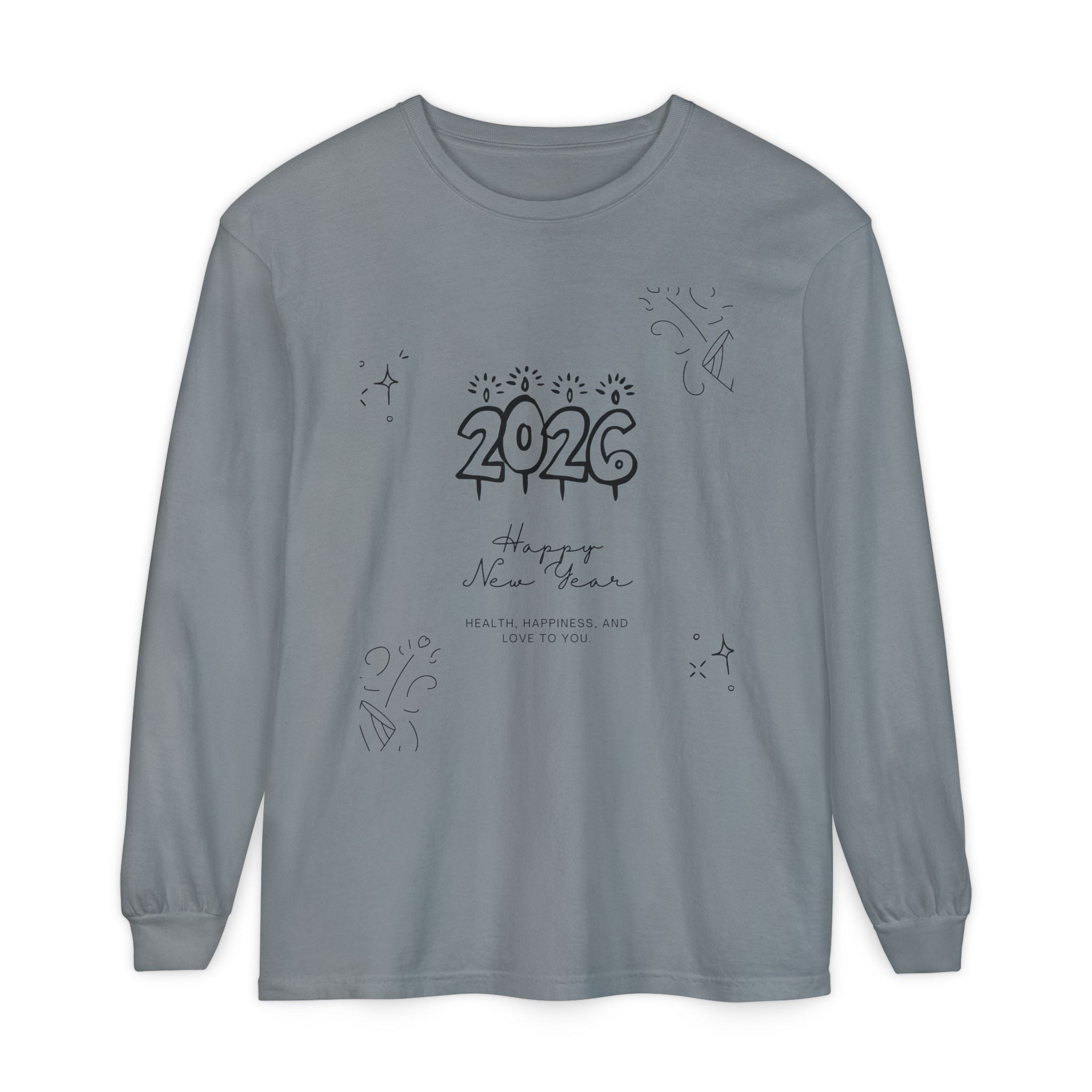 2026 Happy New Year Long Sleeve T-Shirt | Cozy Holiday Top, Unisex Style, Celebration Apparel, Gift for Him/Her, Festive Fashion