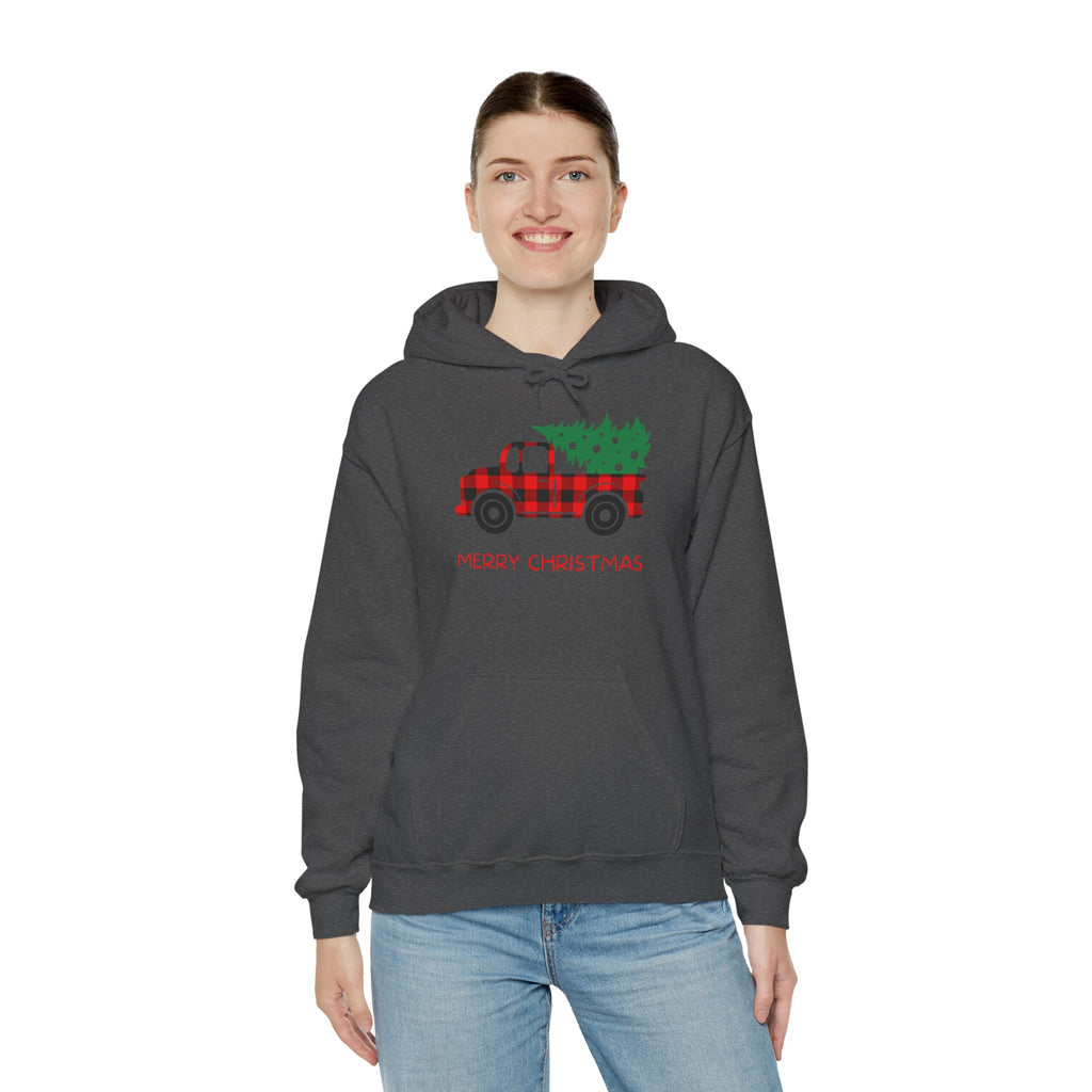 Merry Christmas Truck Hoodie, Festive Sweatshirt, Holiday Gift, Cozy Winter Apparel, Unisex Christmas Wear