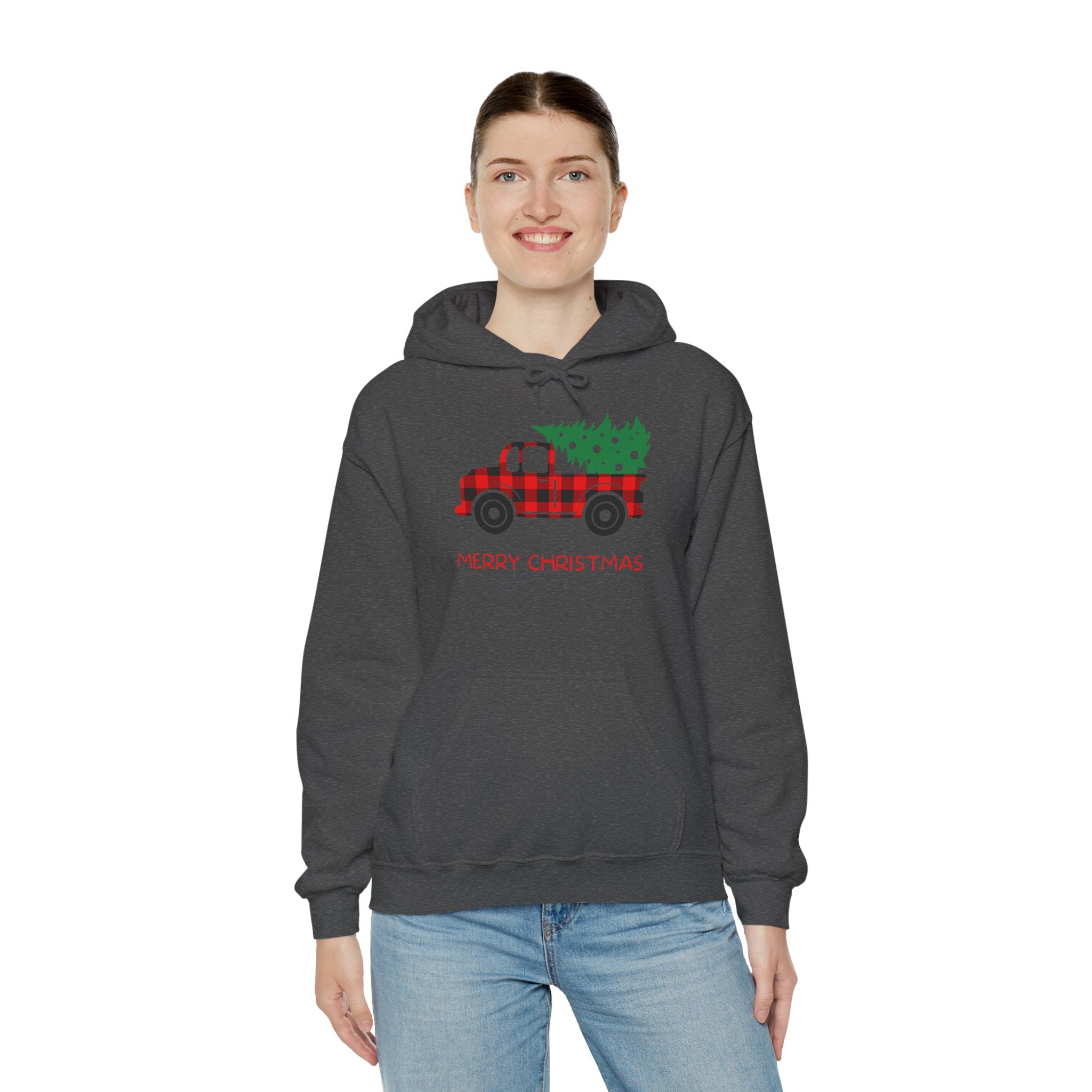 Merry Christmas Truck Hoodie, Festive Sweatshirt, Holiday Gift, Cozy Winter Apparel, Unisex Christmas Wear