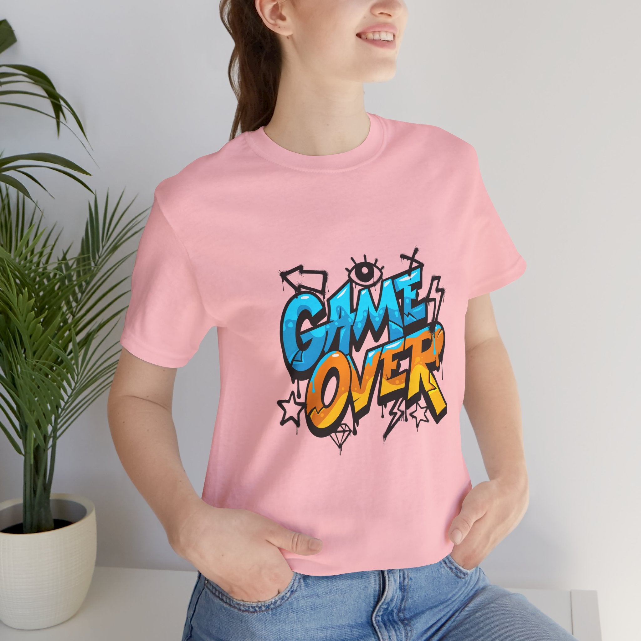 Game Over Unisex Jersey Short Sleeve Tee, Fun Graphic Tee, Gamer Gift, Casual Wear, Birthday Gift, Playful Fashion
