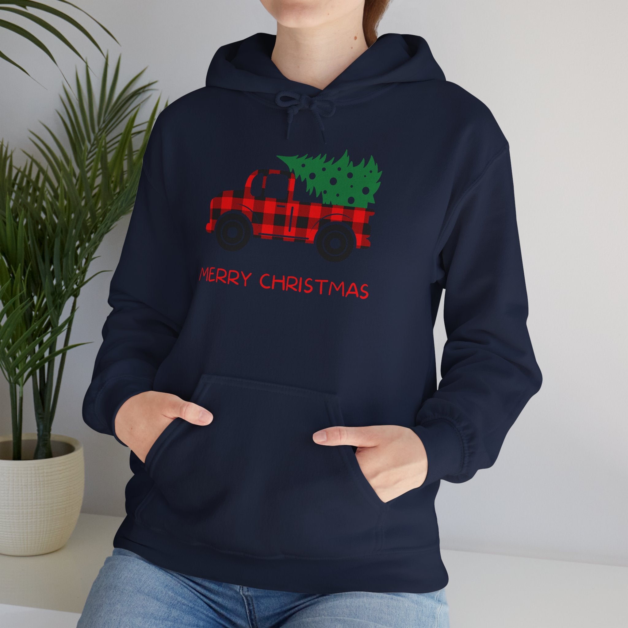 Merry Christmas Truck Hoodie, Festive Sweatshirt, Holiday Gift, Cozy Winter Apparel, Unisex Christmas Wear