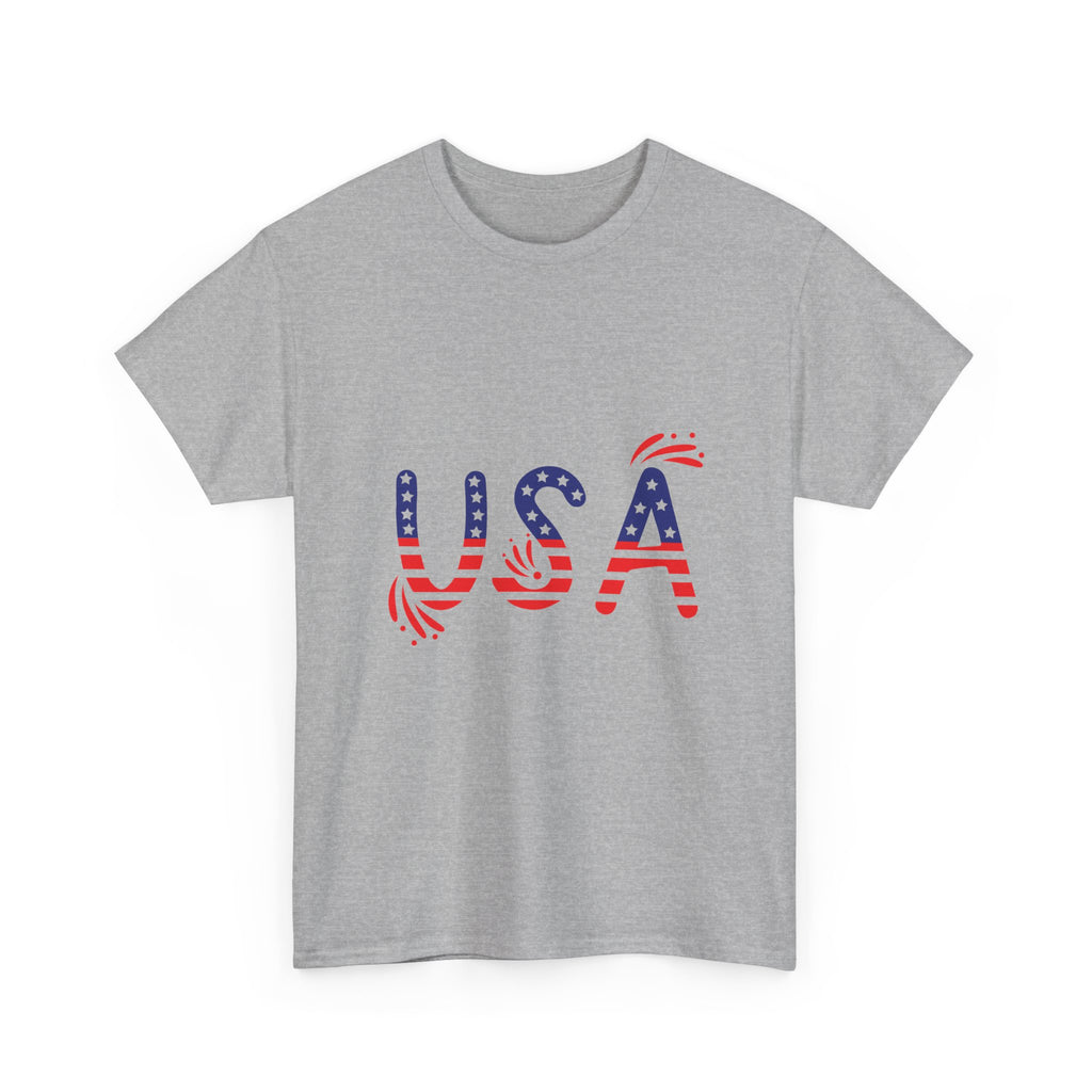 Patriotic USA Tee - Unisex Heavy Cotton T-Shirt for Independence Day, Barbecues, Festivals, Casual Wear, Gift