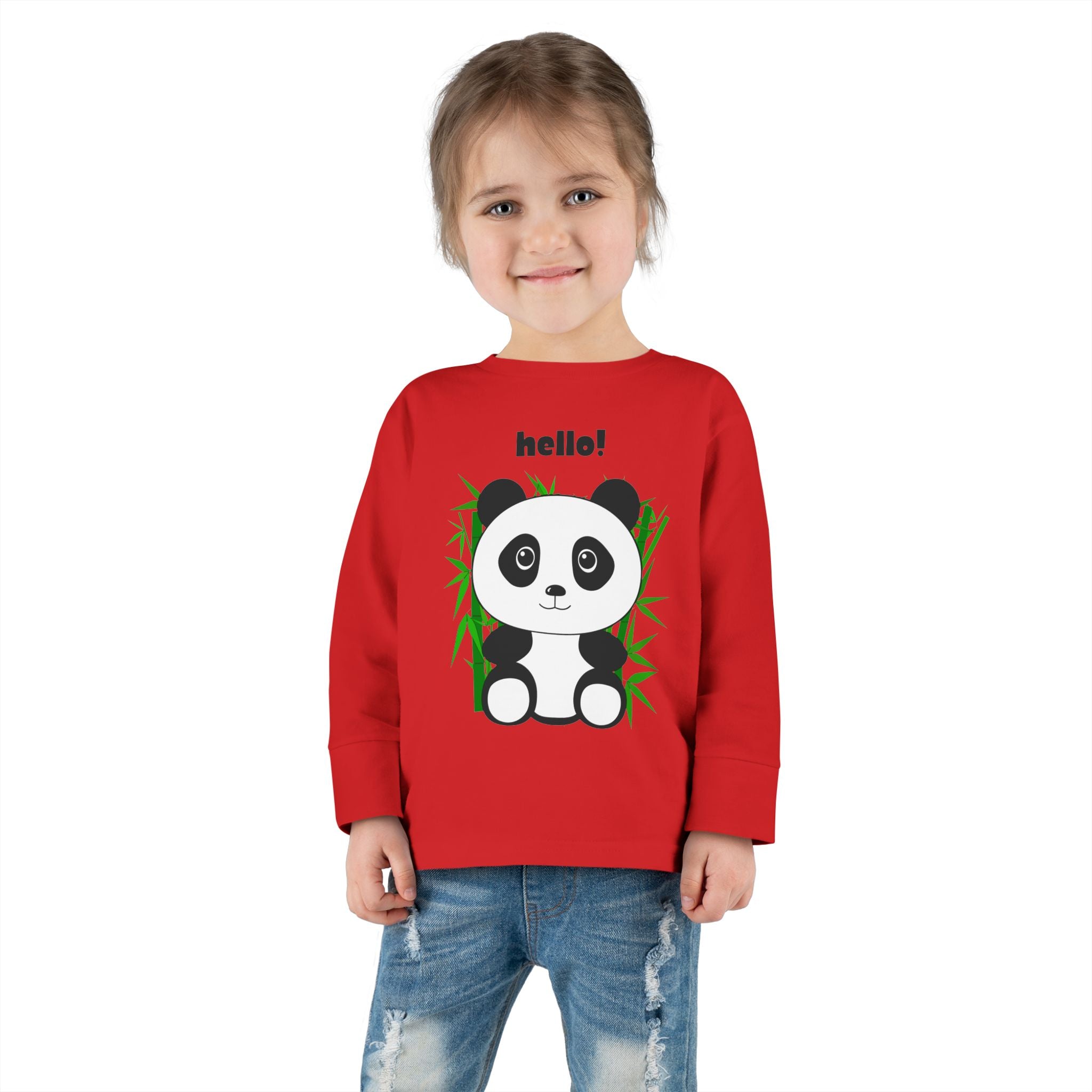 Adorable Panda Toddler Long Sleeve Tee, Cute Kids Shirt, Baby Shower Gift, Birthday, Everyday Wear, Comfortable Kids Apparel