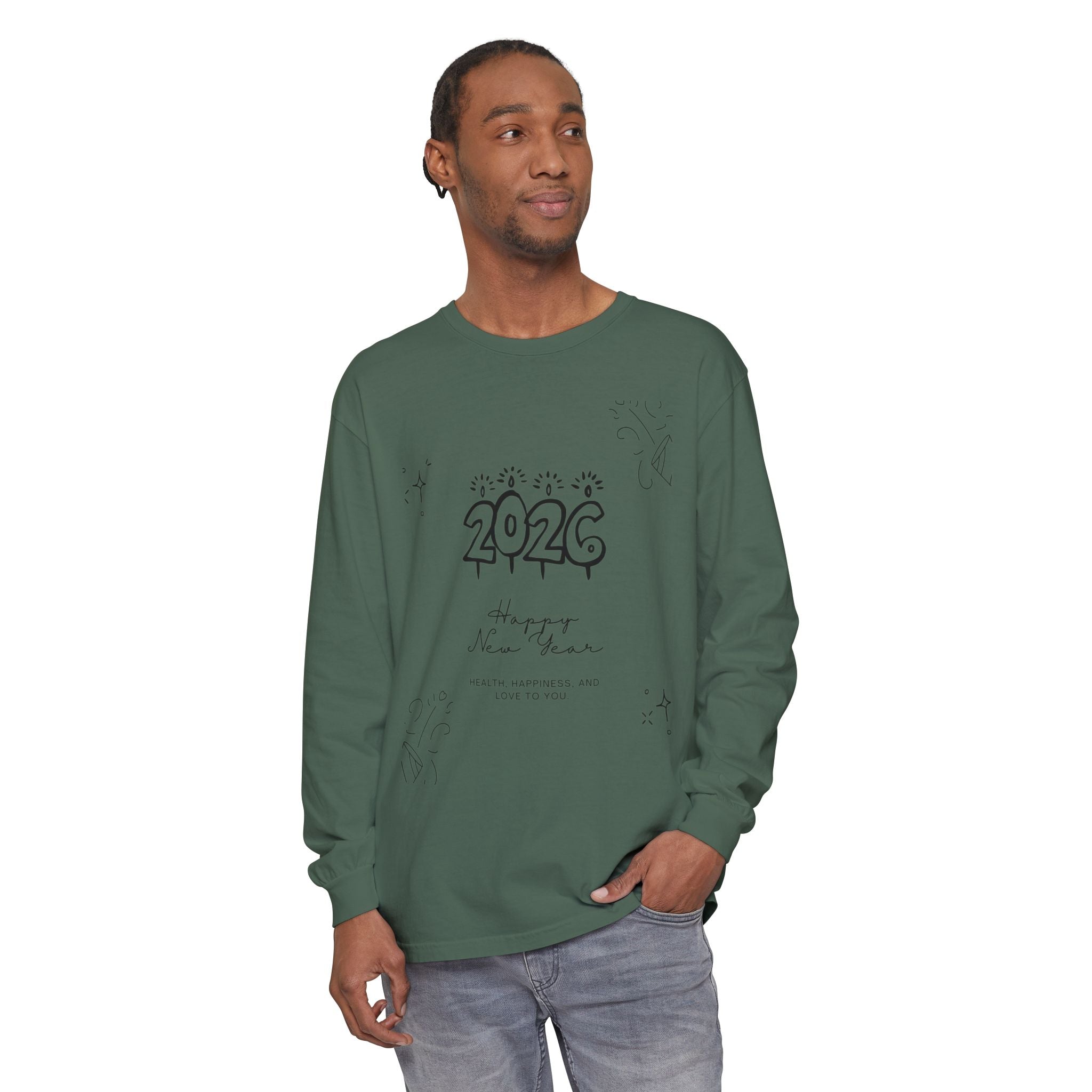 2026 Happy New Year Long Sleeve T-Shirt | Cozy Holiday Top, Unisex Style, Celebration Apparel, Gift for Him/Her, Festive Fashion