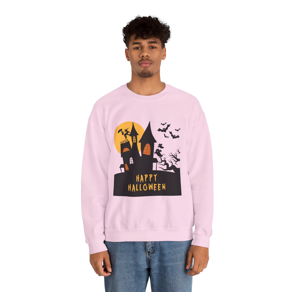 Halloween Haunted House Sweatshirt, Cozy Fall Wardrobe, Unisex Pullover, Spooky Season, Halloween Gift Idea, Festival Apparel