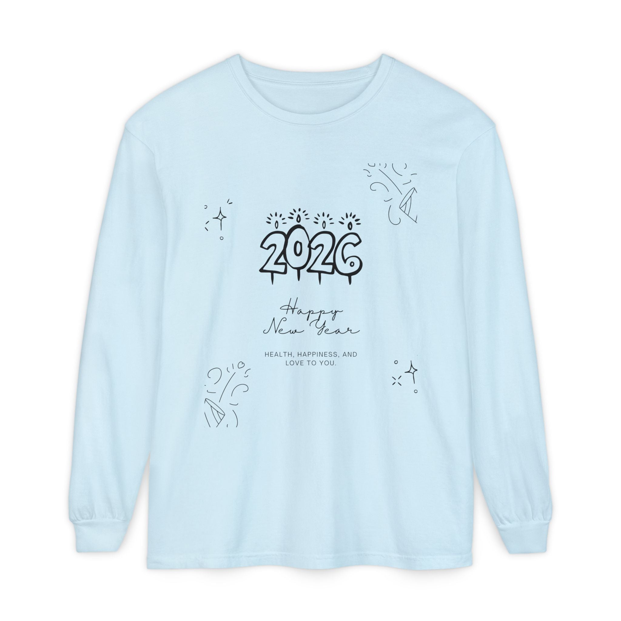 2026 Happy New Year Long Sleeve T-Shirt | Cozy Holiday Top, Unisex Style, Celebration Apparel, Gift for Him/Her, Festive Fashion