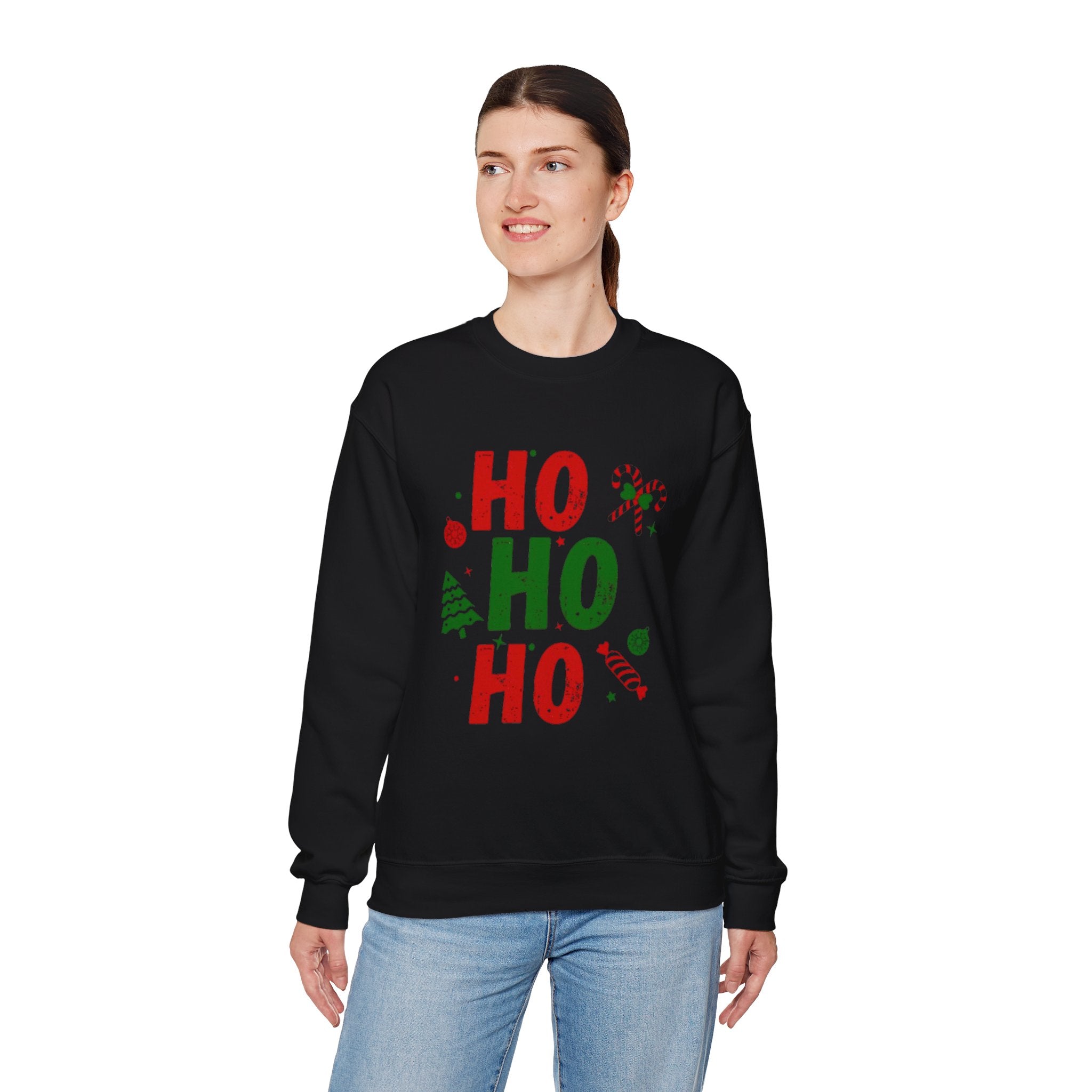 Festive Ho Ho Ho Sweatshirt for Holiday Cheer, Christmas Gift, Cozy Winter Apparel, Family Gatherings, Unisex Holiday Sweatshirt