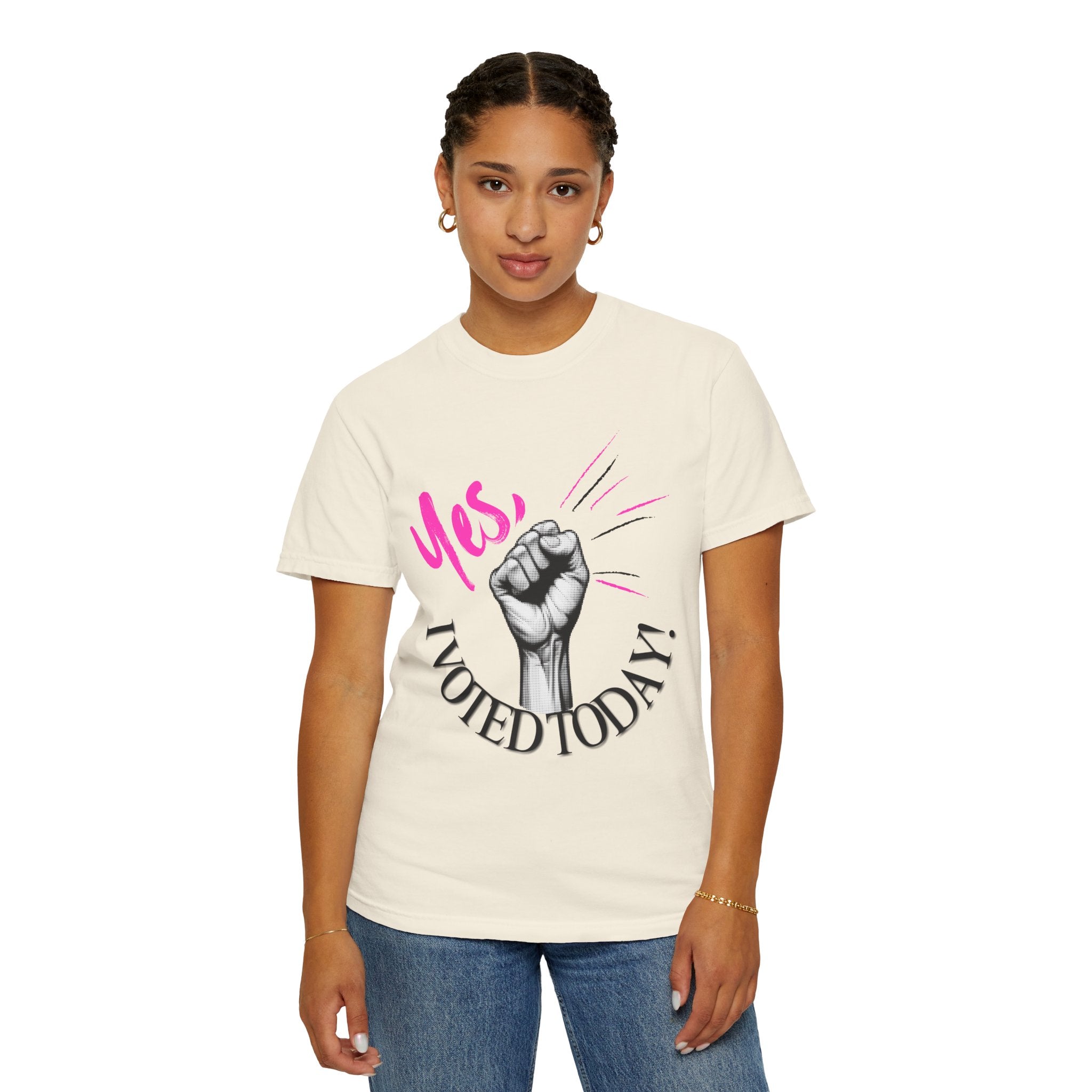 Empowering Voting T-shirt, Yes I Voted Today Tee, Unisex Garment-Dyed Shirt, Election Day Apparel, Civic Engagement Top