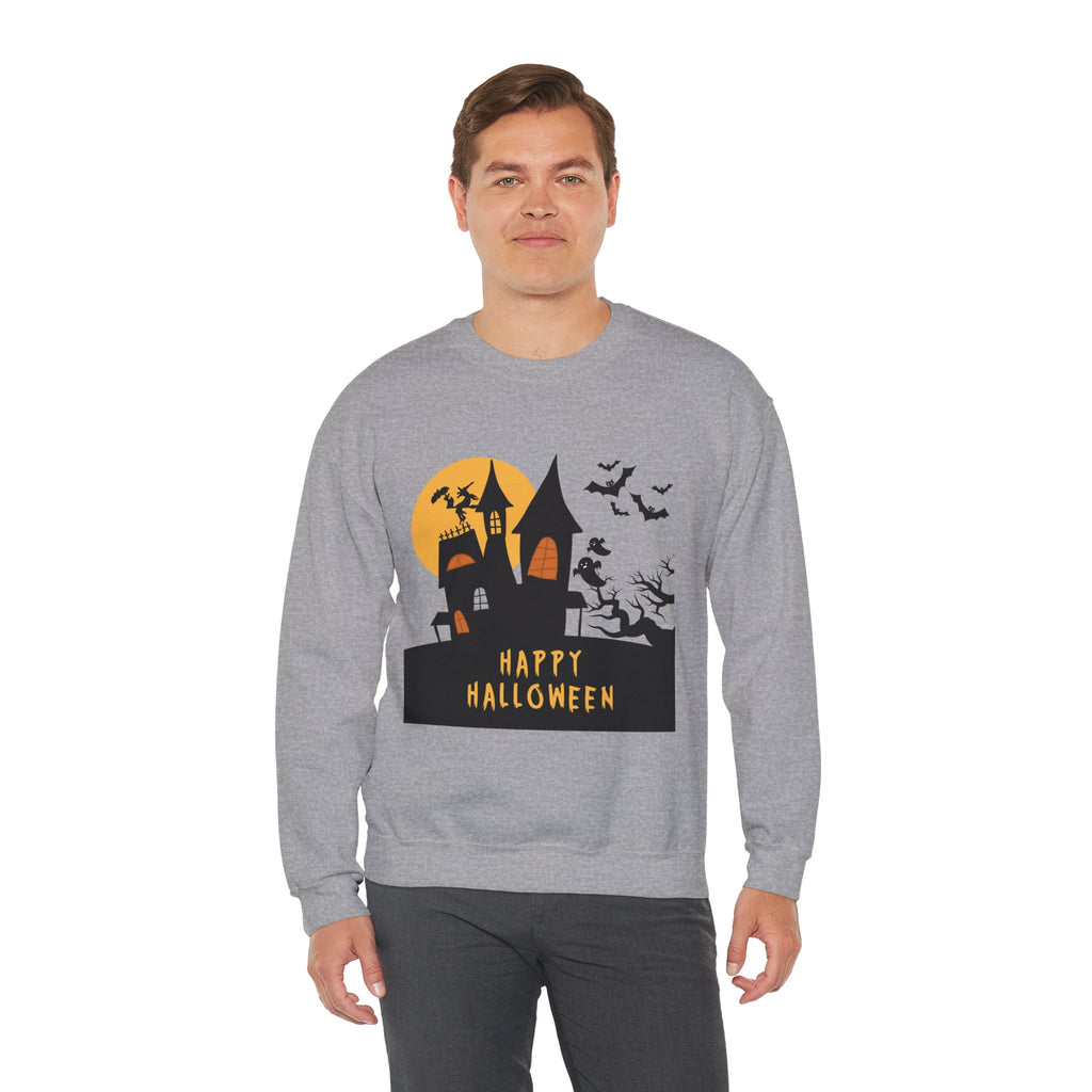 Halloween Haunted House Sweatshirt, Cozy Fall Wardrobe, Unisex Pullover, Spooky Season, Halloween Gift Idea, Festival Apparel