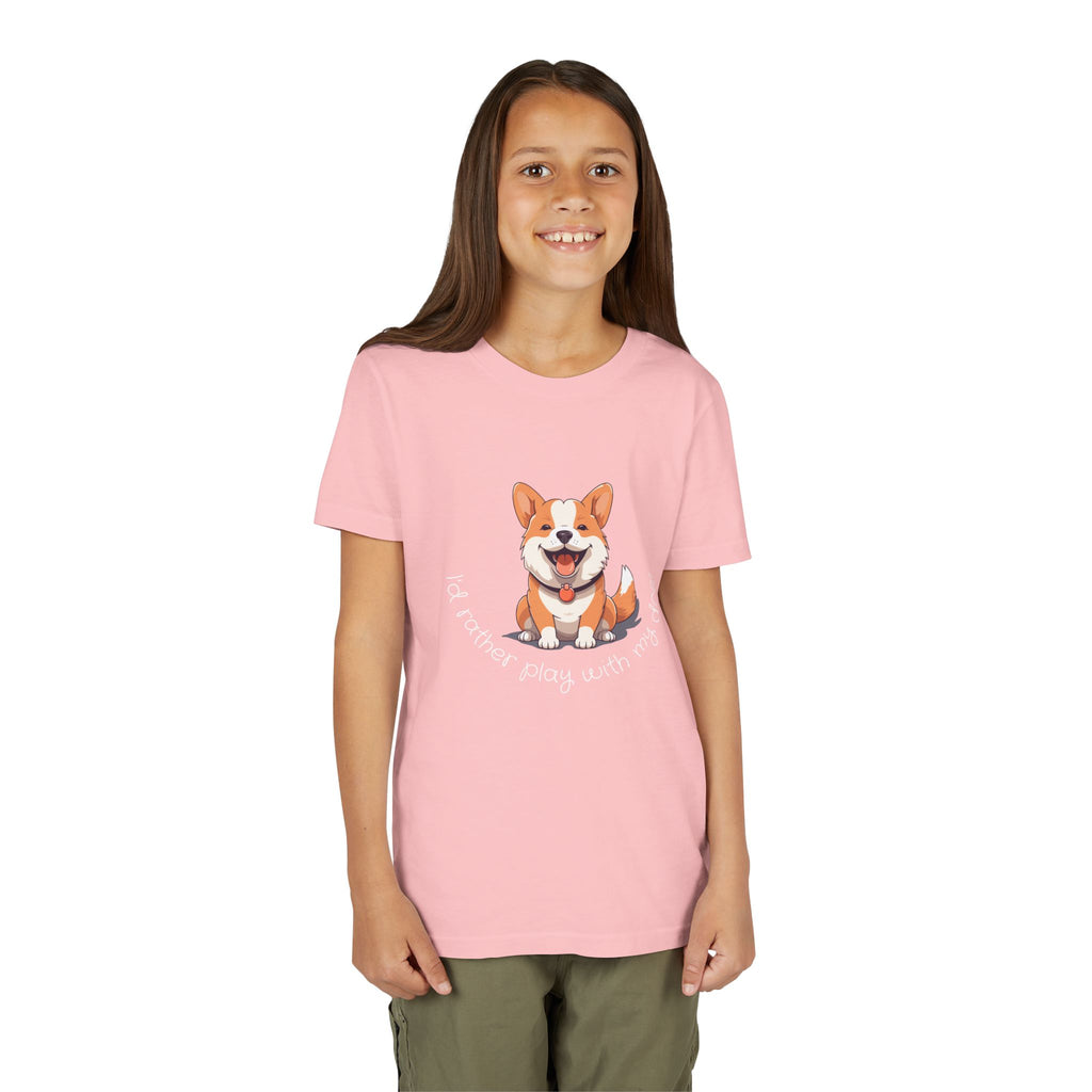 Youth Dog Lover Tee, Kids Corgi Shirt, Playful Dog T-Shirt, Pet Lover Gift, Children's Animal Apparel
