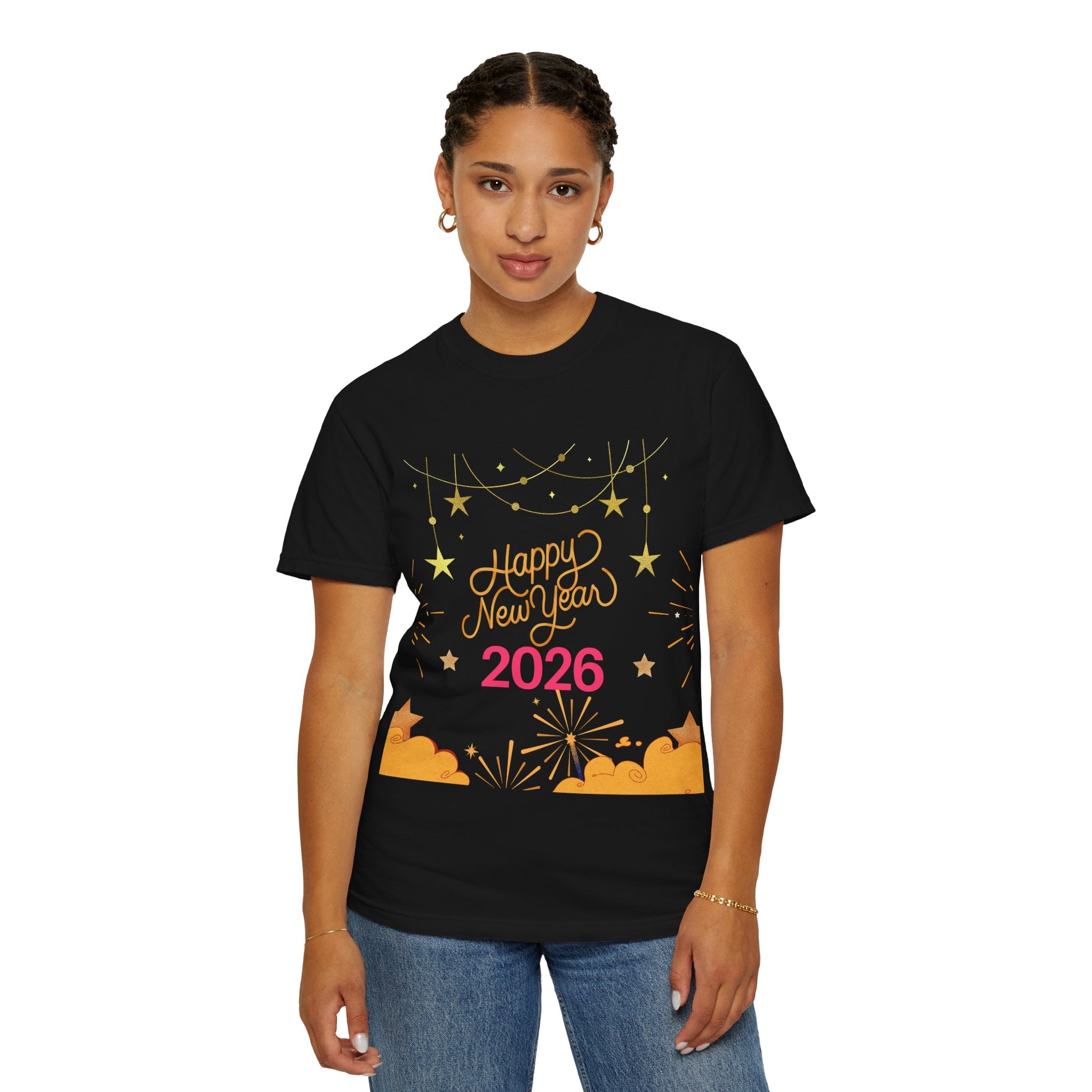 New Year Celebration T-Shirt | Unisex Garment-Dyed Tee with Happy New Year 2026 Design, Festive Apparel, Holiday Gift, Party Wear