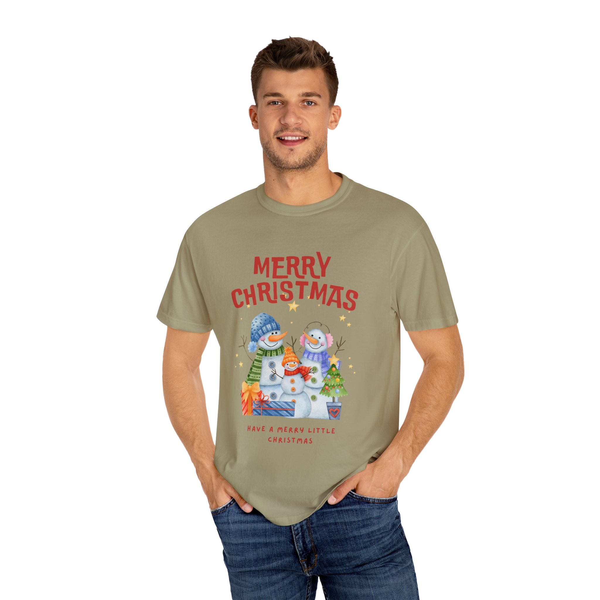 Merry Christmas Unisex Garment-Dyed T-shirt, Cozy Holiday Tee, Festive Winter Apparel, Christmas Gift, Seasonal Fashion