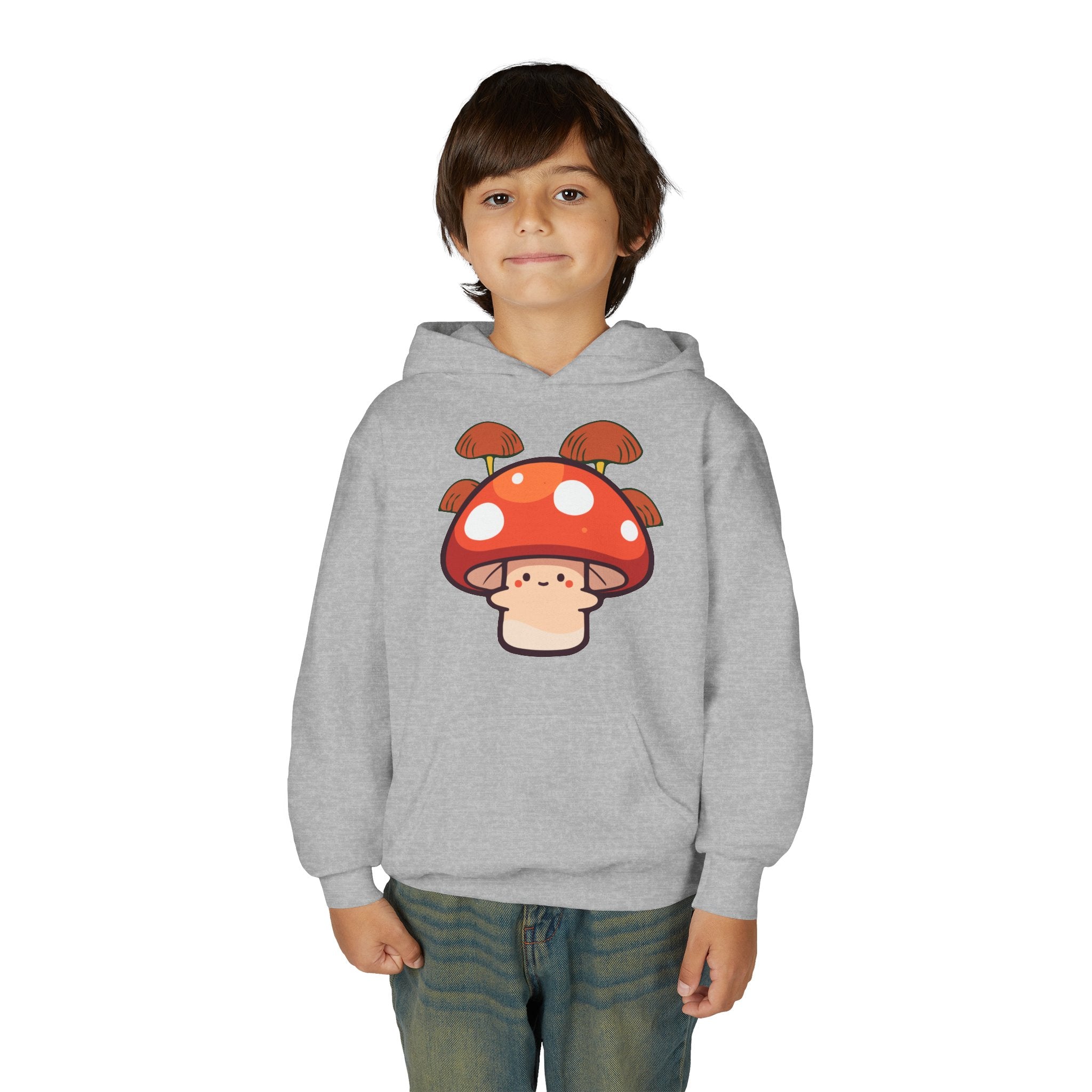 Cute Mushroom Youth Hoodie, Cozy Mushroom Sweatshirt for Kids, Perfect for Fall, Gifts for Young Nature Lovers, Fun Casual Wear