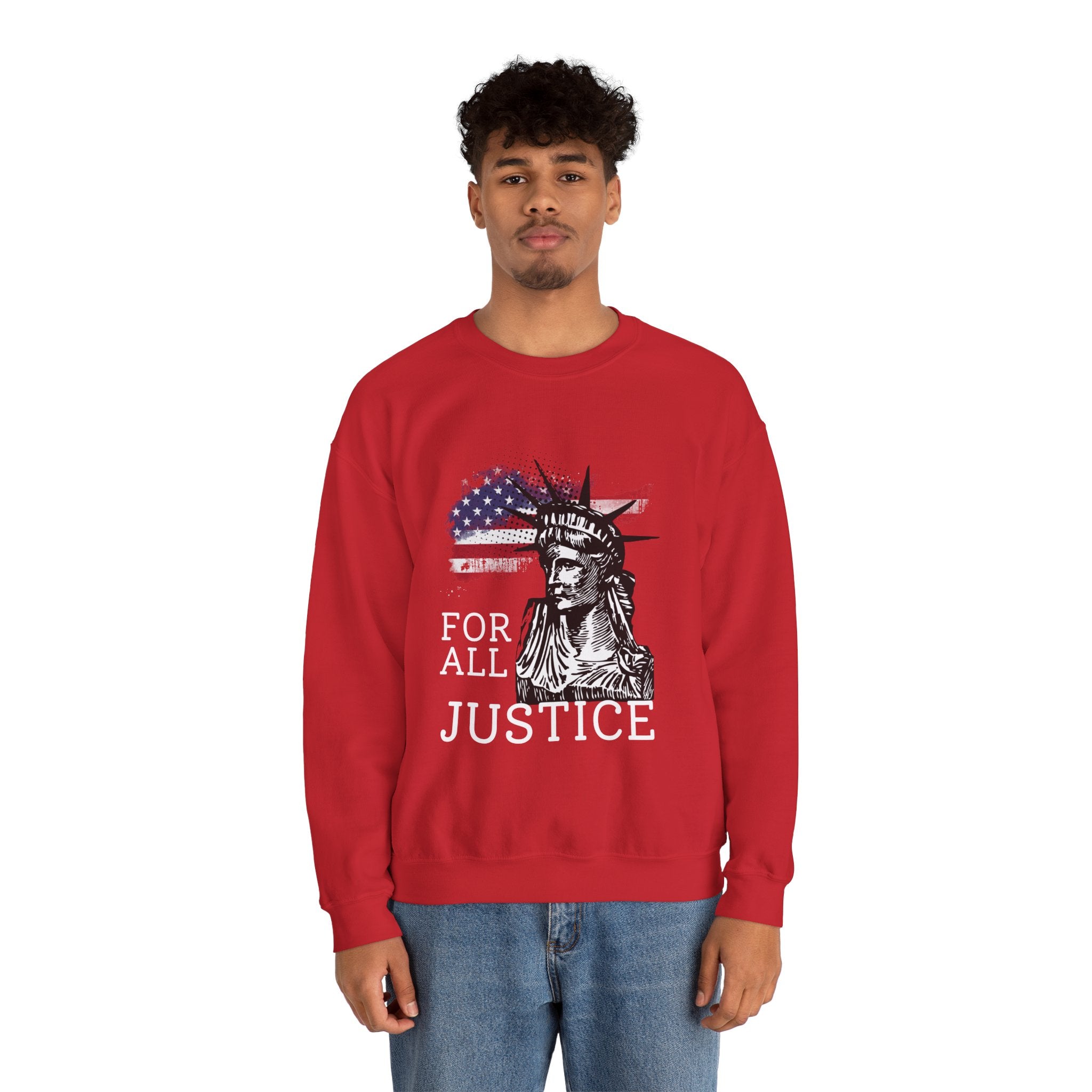 Justice Crewneck Sweatshirt - Unisex Heavy Blend, Patriotic Apparel, Comfortable Gift for Activists, USA Theme, Everyday Wear