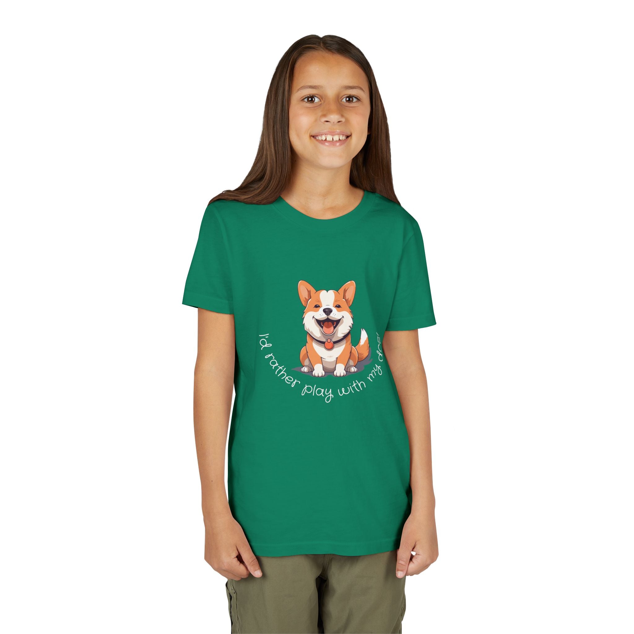Youth Dog Lover Tee, Kids Corgi Shirt, Playful Dog T-Shirt, Pet Lover Gift, Children's Animal Apparel