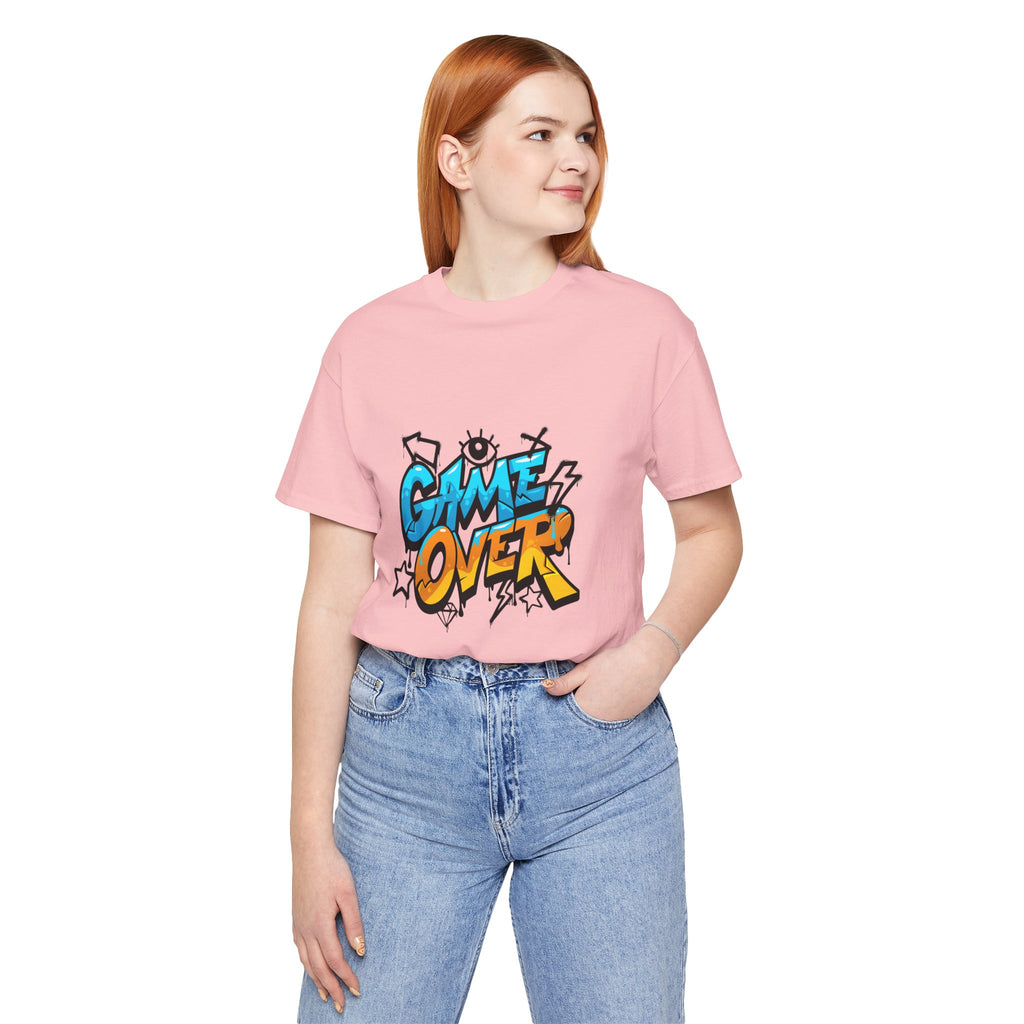 Game Over Unisex Jersey Short Sleeve Tee, Fun Graphic Tee, Gamer Gift, Casual Wear, Birthday Gift, Playful Fashion
