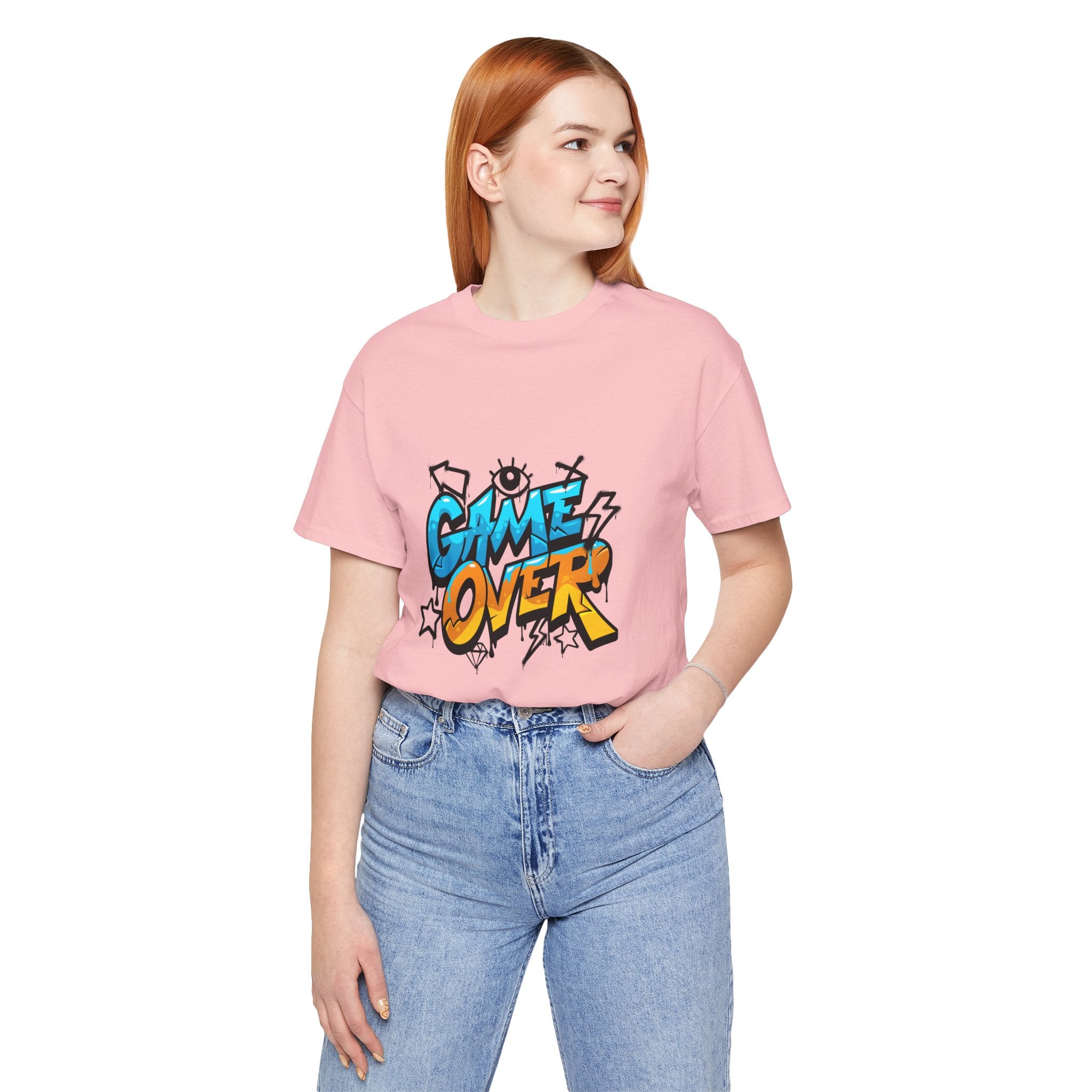 Game Over Unisex Jersey Short Sleeve Tee, Fun Graphic Tee, Gamer Gift, Casual Wear, Birthday Gift, Playful Fashion