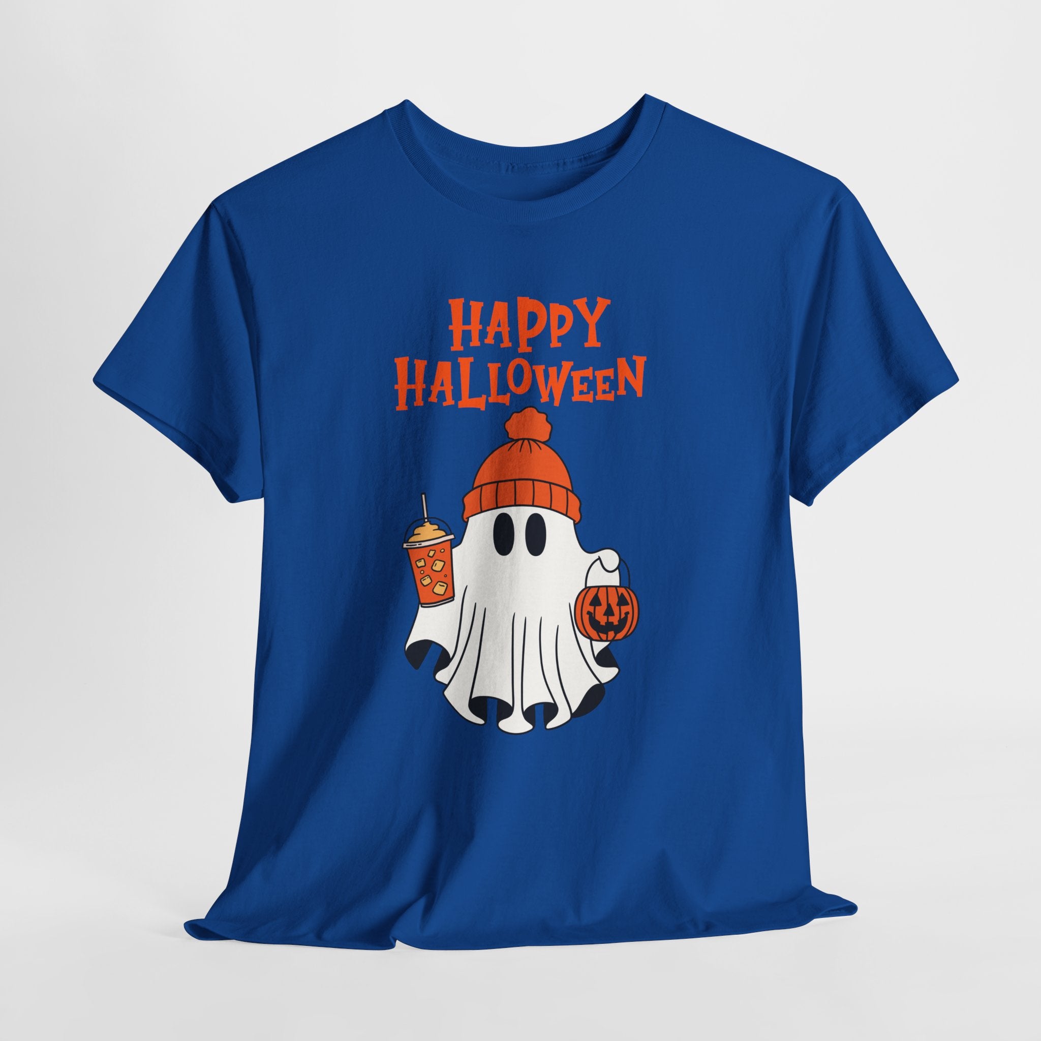 Happy Halloween Ghost Tee, Unisex Cotton T-Shirt, Halloween Apparel, Fall Fashion, Cute Halloween Gift, Ghost Tee