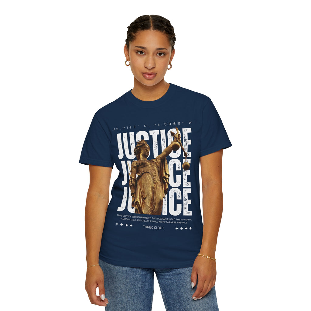 Justice Statue Unisex T-shirt, Casual Wear, Inspirational Gift, Equality Shirt, Art-Inspired Clothing, Birthday Gift, Statement Tees