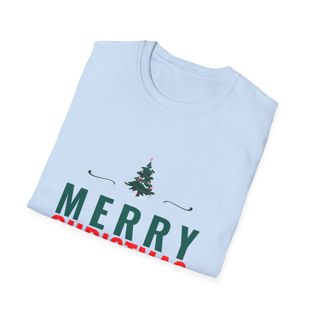 Merry Christmas Unisex Softstyle T-Shirt, Holiday T-Shirt, Christmas Apparel, Festive Tee, New Year Shirt, Gift for Him/Her