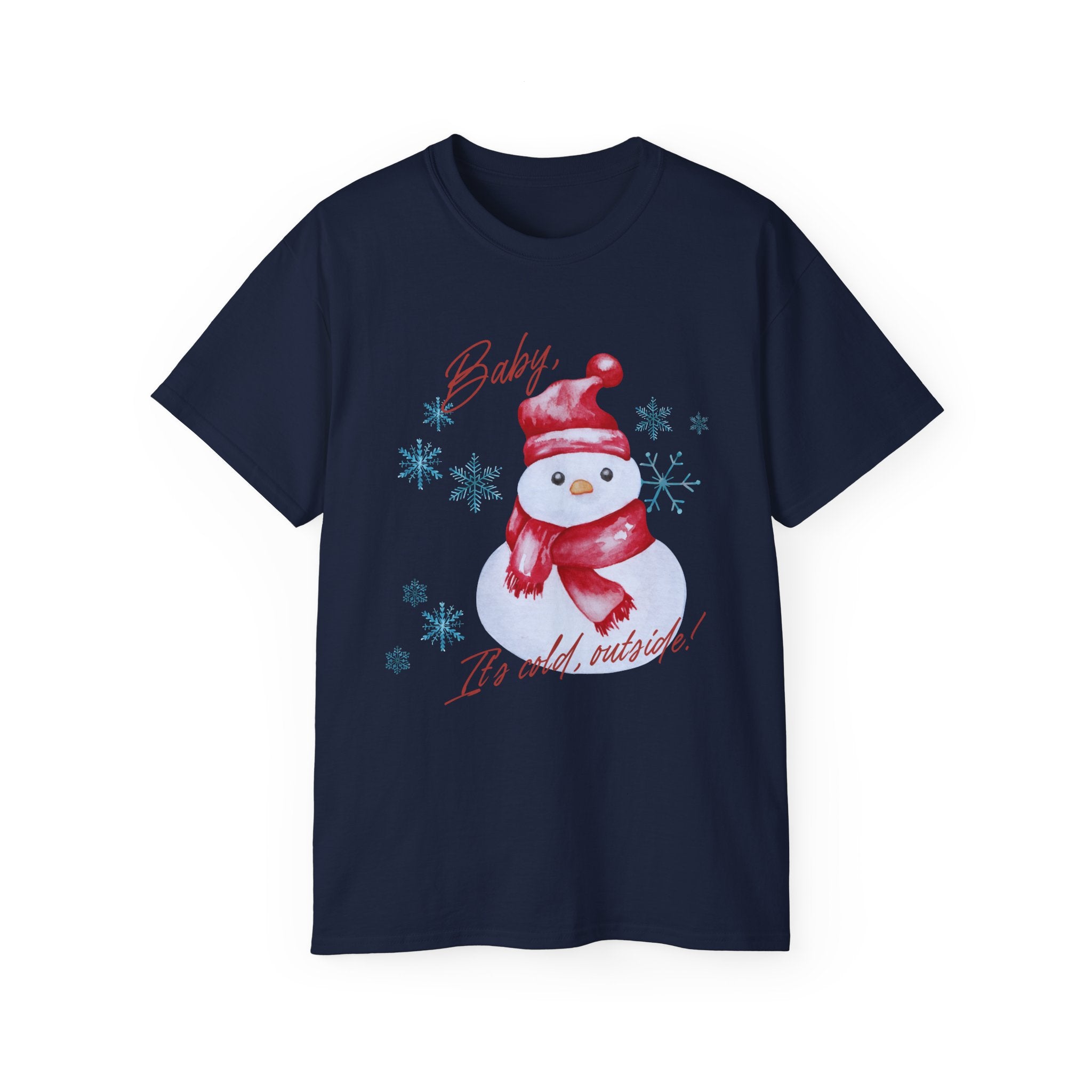 Winter Wonderland Snowman Tee, Unisex Cotton T-Shirt for Holiday Cheer, Christmas Party, Gift, Cozy Winter Apparel