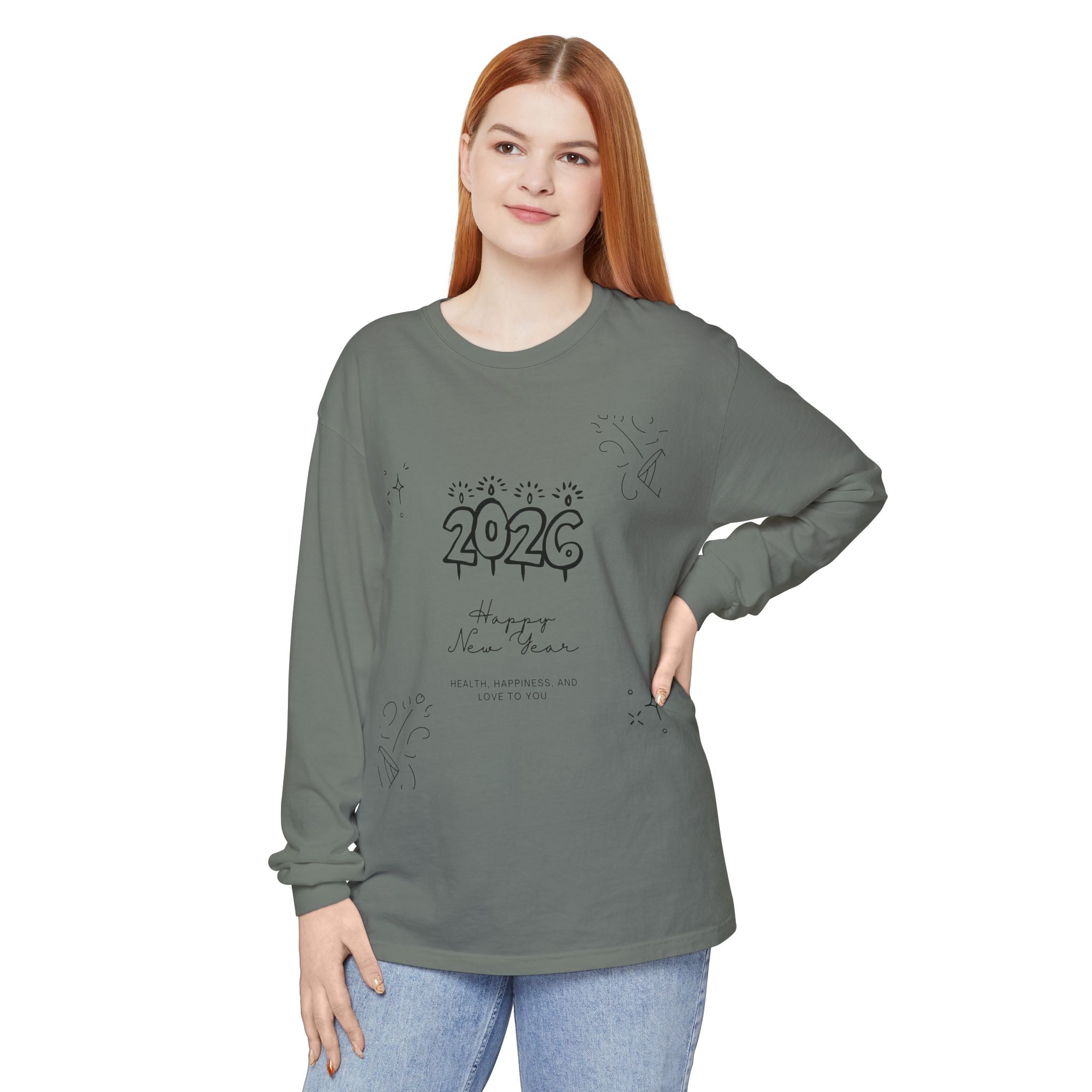 2026 Happy New Year Long Sleeve T-Shirt | Cozy Holiday Top, Unisex Style, Celebration Apparel, Gift for Him/Her, Festive Fashion
