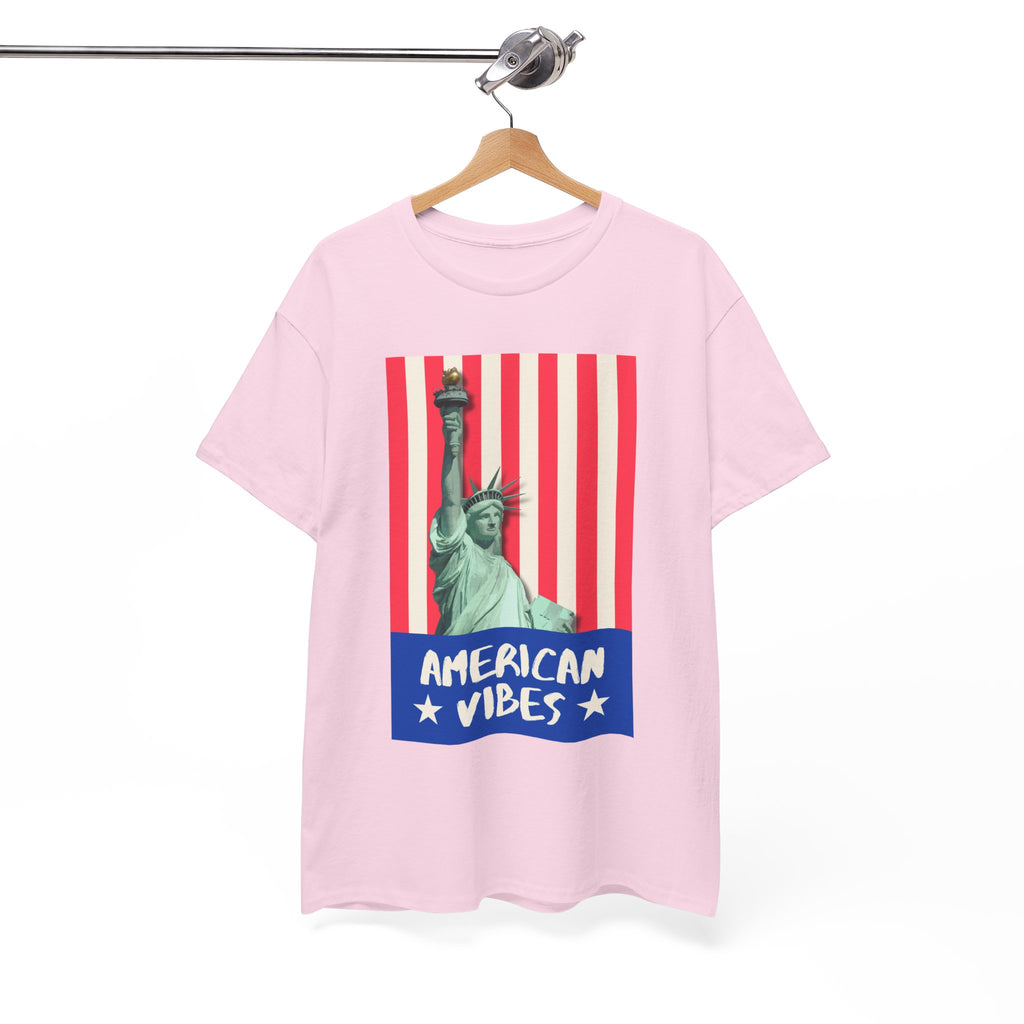 American Vibes Unisex Heavy Cotton Tee, Patriotic Shirt, Gift for Veterans, Independence Day Apparel, Summer Casual Wear