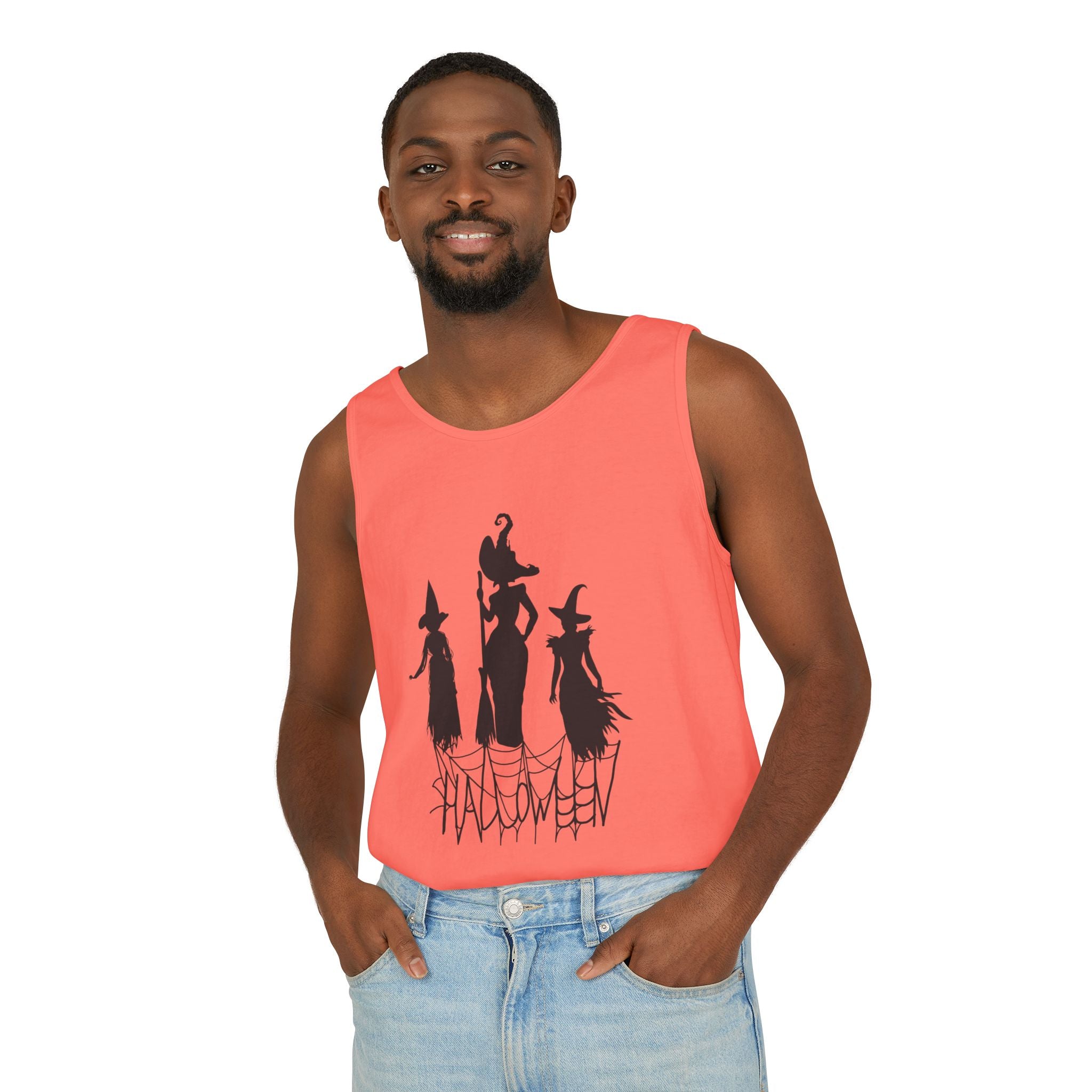 Halloween Witches Tank Top, Spooky Summer Shirt, Unisex Beach Wear, Fall Festival Apparel, Halloween Party Top