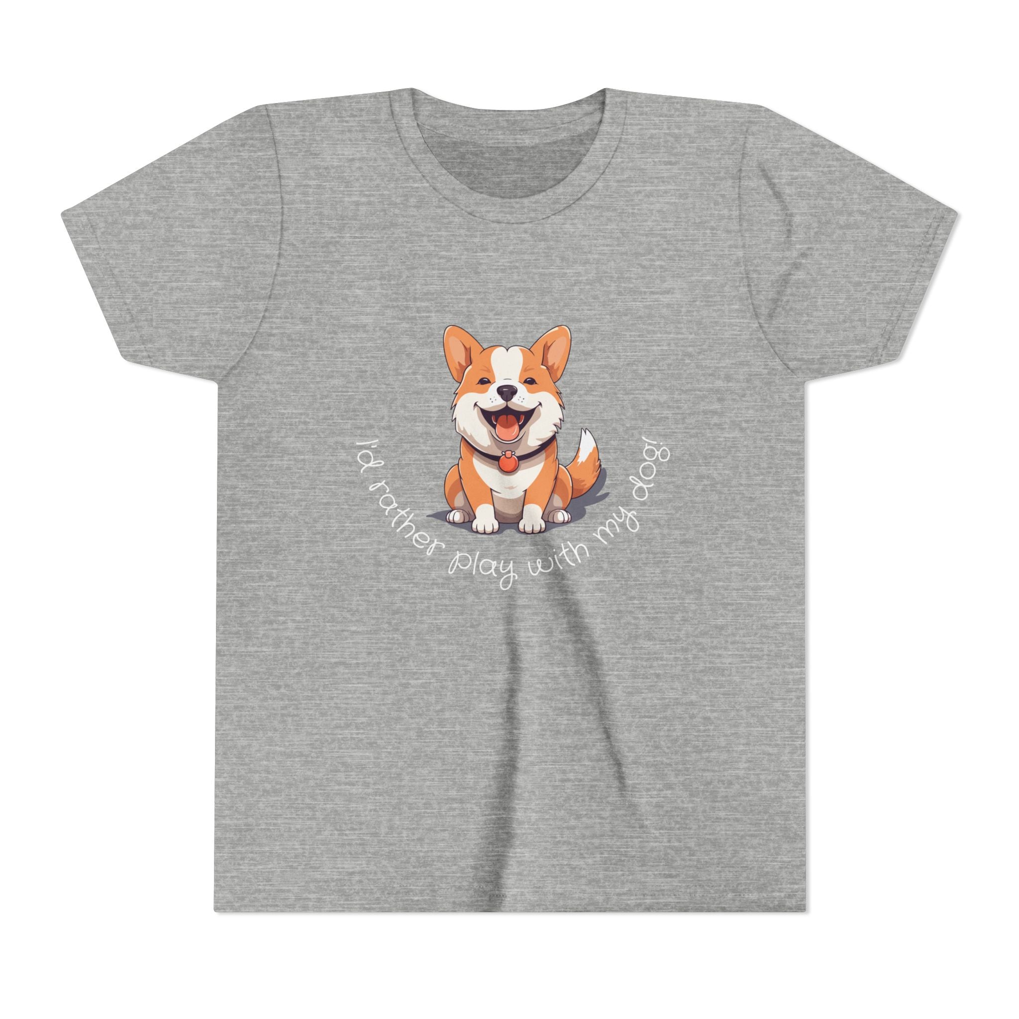Youth Dog Lover Tee, Kids Corgi Shirt, Playful Dog T-Shirt, Pet Lover Gift, Children's Animal Apparel