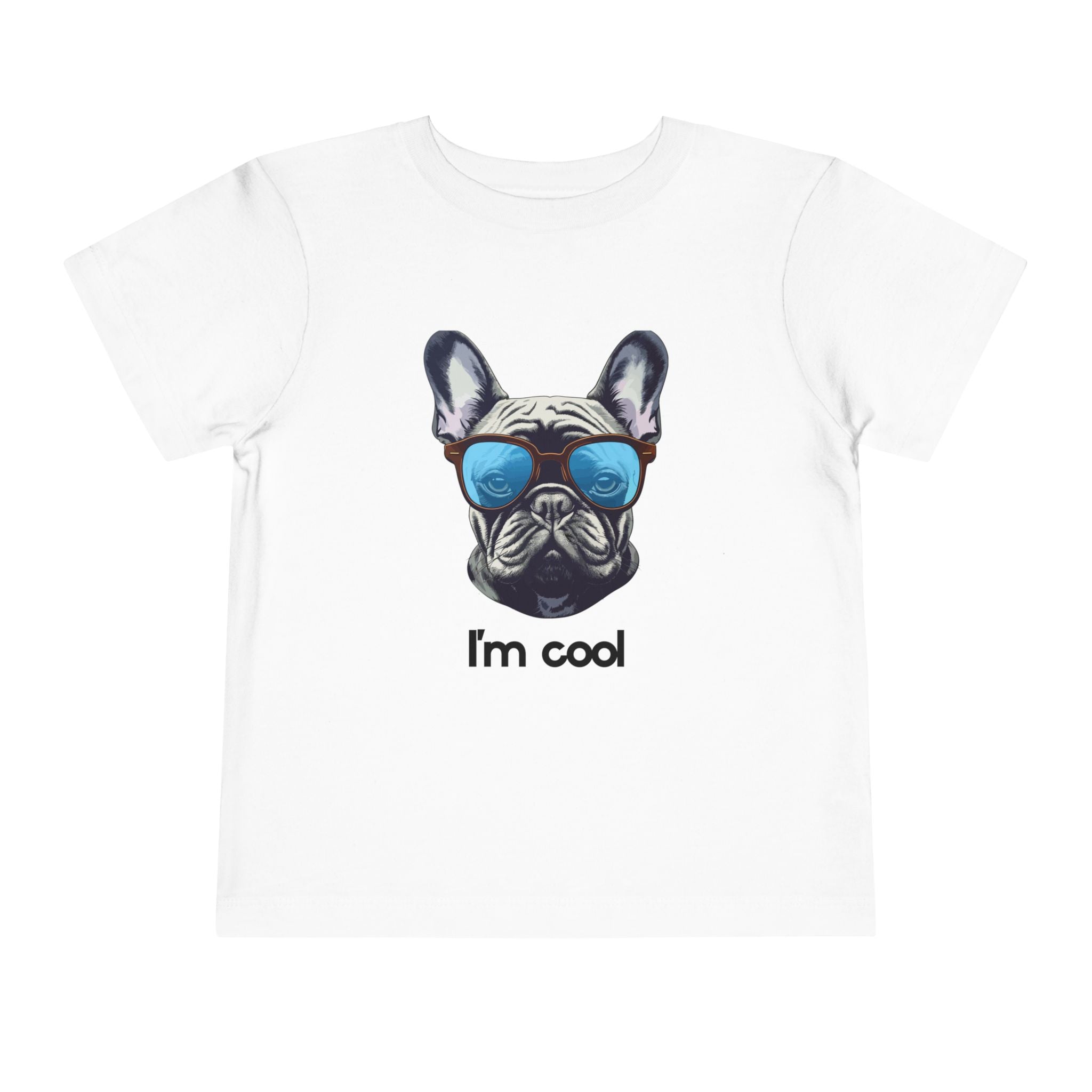 Cool French Bulldog Toddler Tee, I'm Cool Shirt, Kids Summer Tee, Pet Lover Gift, Cute Toddler Outfit