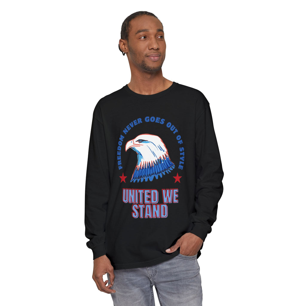 Patriotic Long Sleeve T-Shirt Perfect for Celebrating Holidays, Independence Days