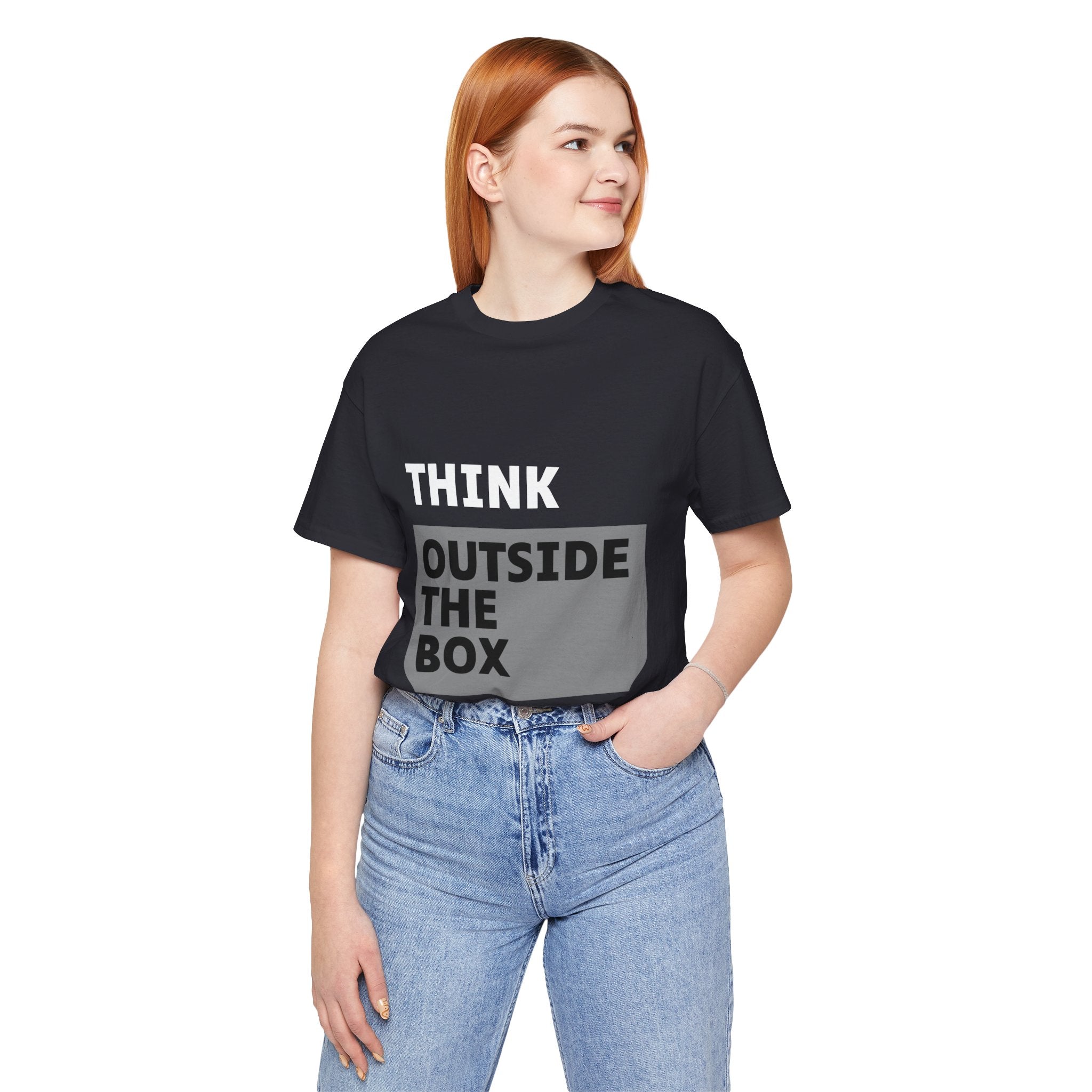 Think Outside the Box Unisex Tee, Short Sleeve T-shirt, Unique Design Shirt, Creative Tee, Unisex Graphic Tee