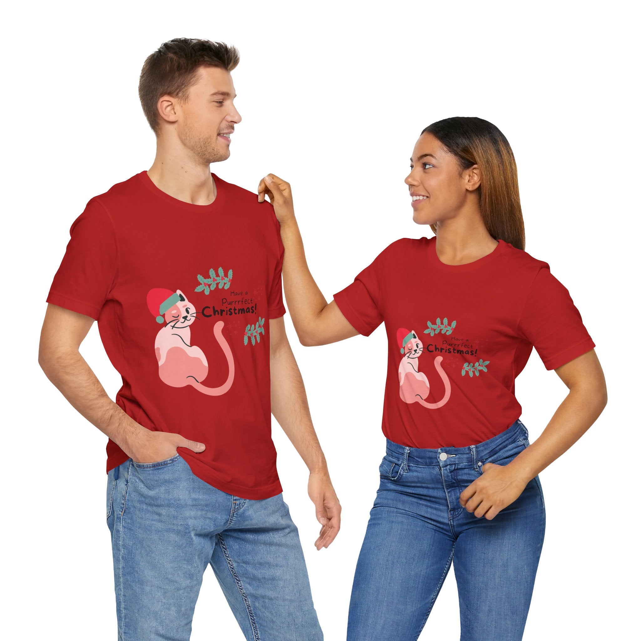 Festive Cat Christmas Tee, Holiday T-Shirt, Cat Lover Gift, Unisex Christmas Shirt, Seasonal Apparel, Winter Outfit