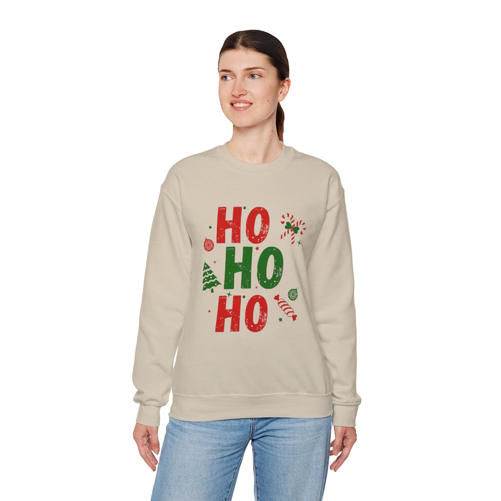Festive Ho Ho Ho Sweatshirt for Holiday Cheer, Christmas Gift, Cozy Winter Apparel, Family Gatherings, Unisex Holiday Sweatshirt