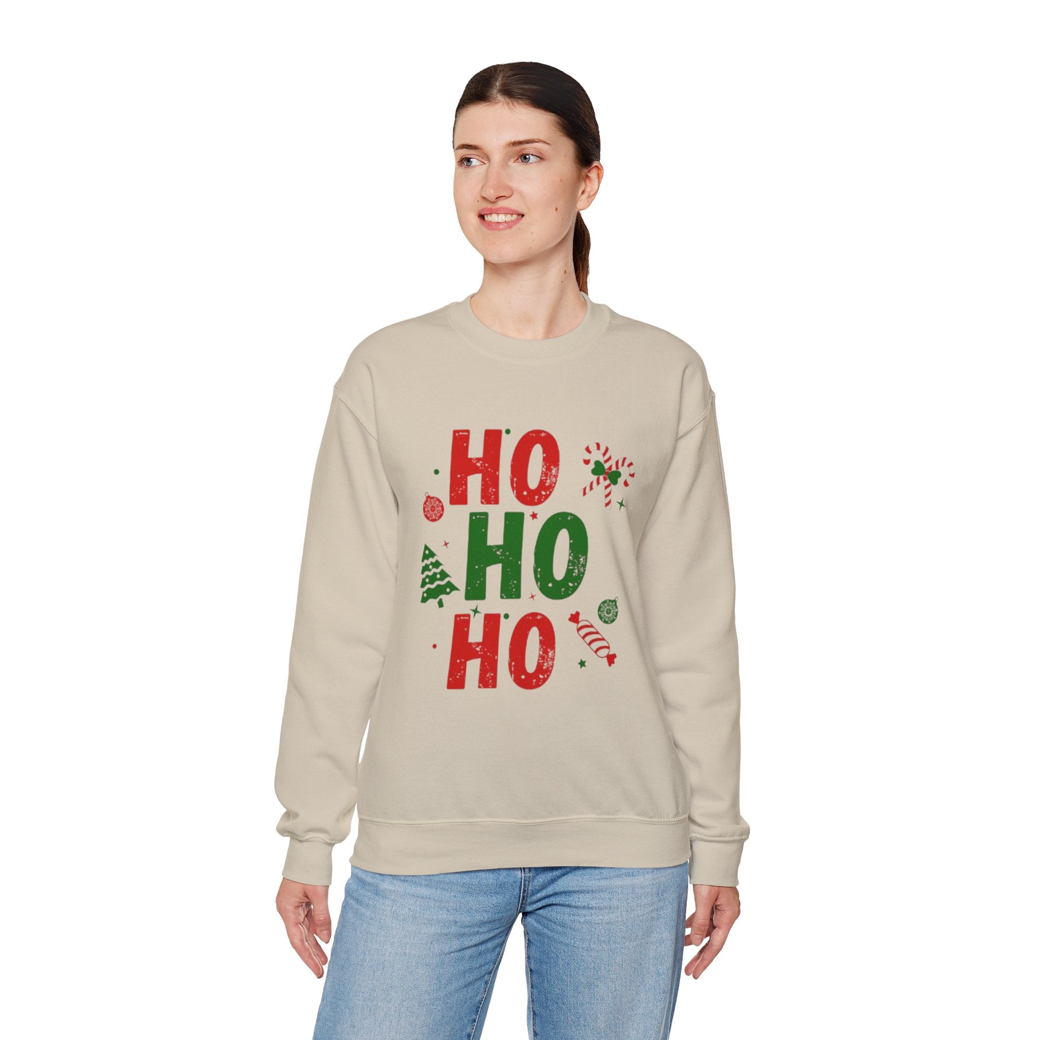 Festive Ho Ho Ho Sweatshirt for Holiday Cheer, Christmas Gift, Cozy Winter Apparel, Family Gatherings, Unisex Holiday Sweatshirt
