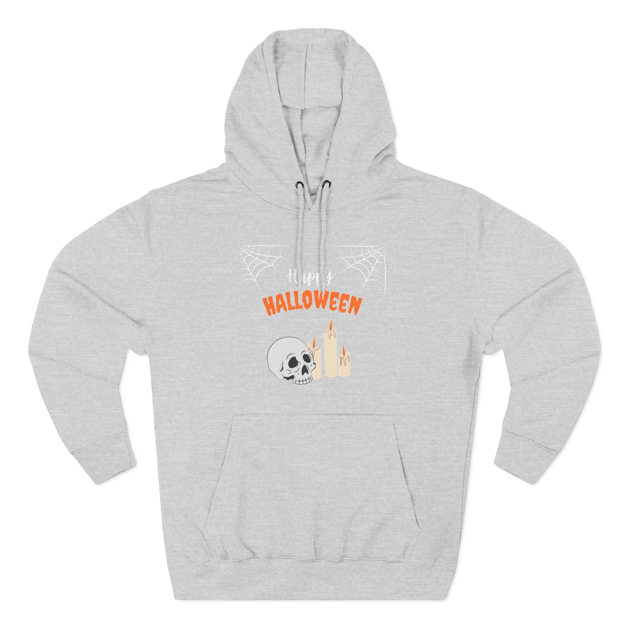 Halloween Three-Panel Fleece Hoodie | Cozy Fall Apparel, Spooky Season Gift, Casual Sweatshirt, Pumpkin Design, Halloween Costume