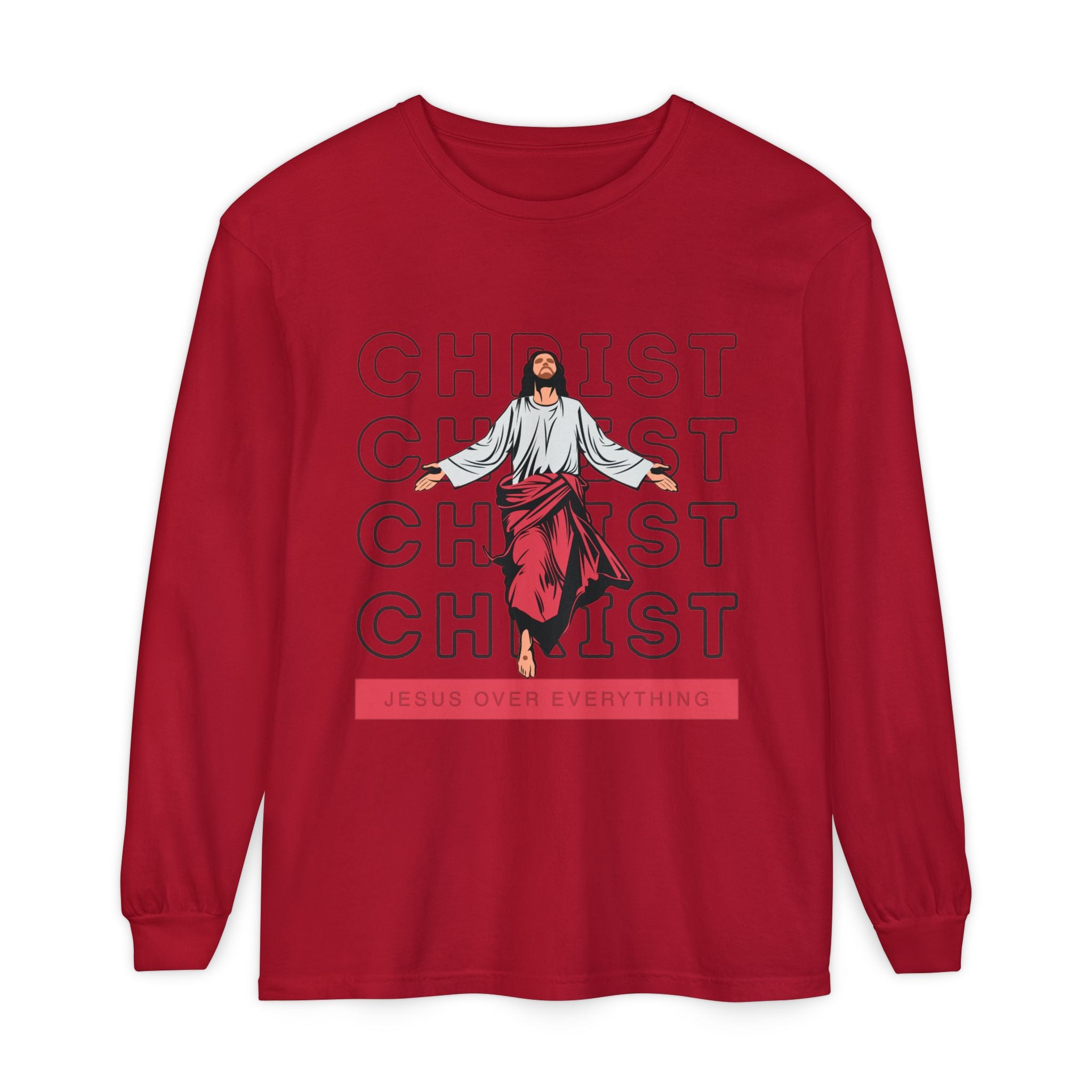 Unisex Long Sleeve T-Shirt - Jesus Over Everything, Christian Apparel, Faith-Based Gift, Spiritual Wear, Gospel Fashion