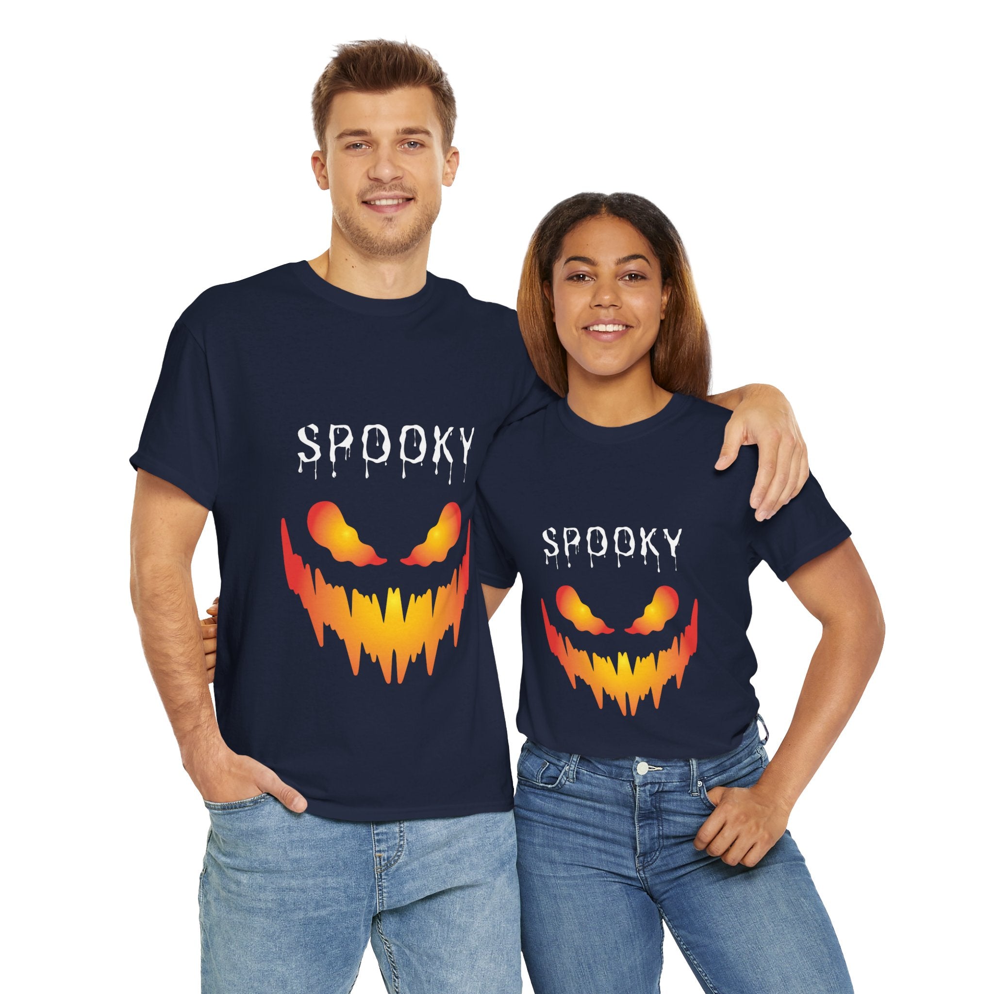 Spooky Unisex Heavy Cotton Tee - Halloween Shirt, Goth Fashion, Casual Wear, Festival Tee, Gift for Horror Fans